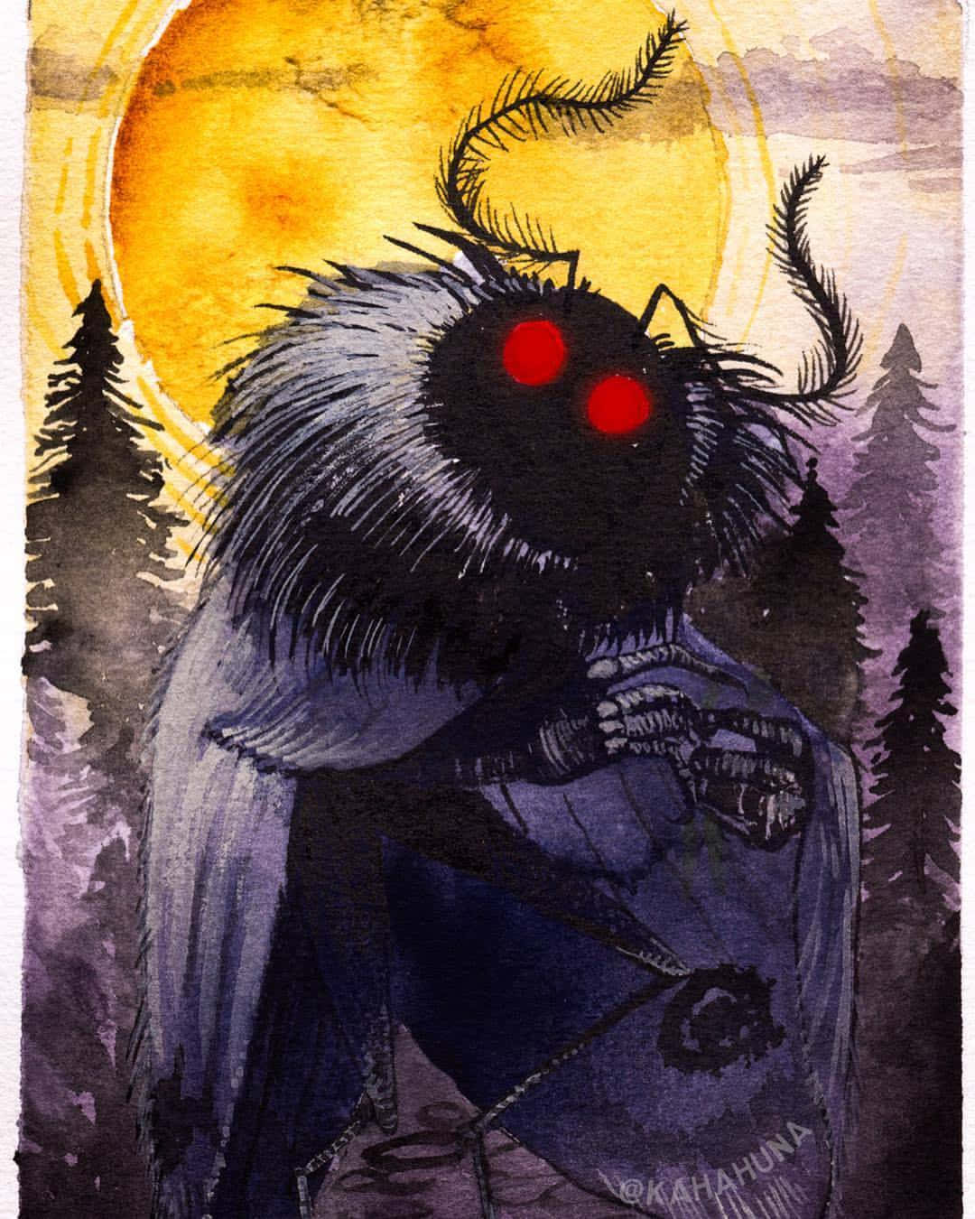 Mothmanin Moonlight Watercolor Wallpaper