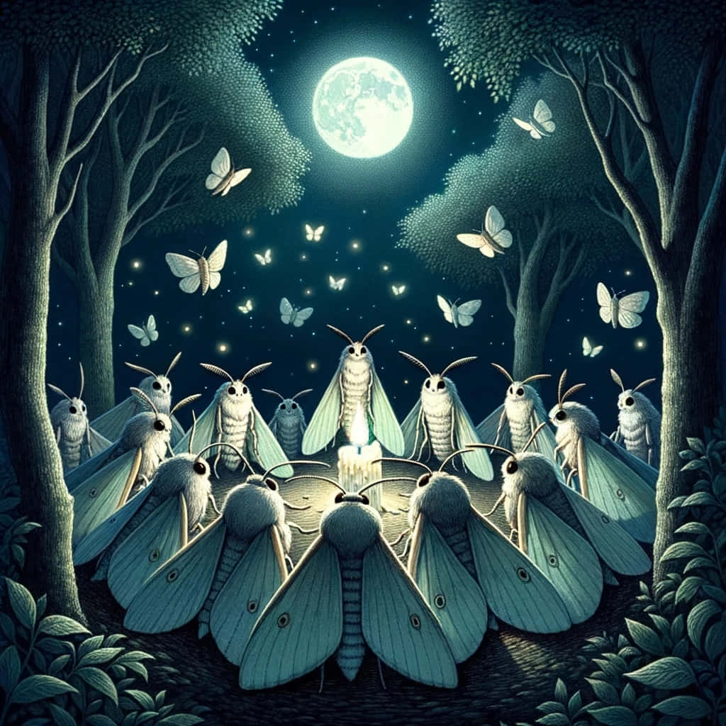 Moths_ Gathered_by_ Moonlight Wallpaper