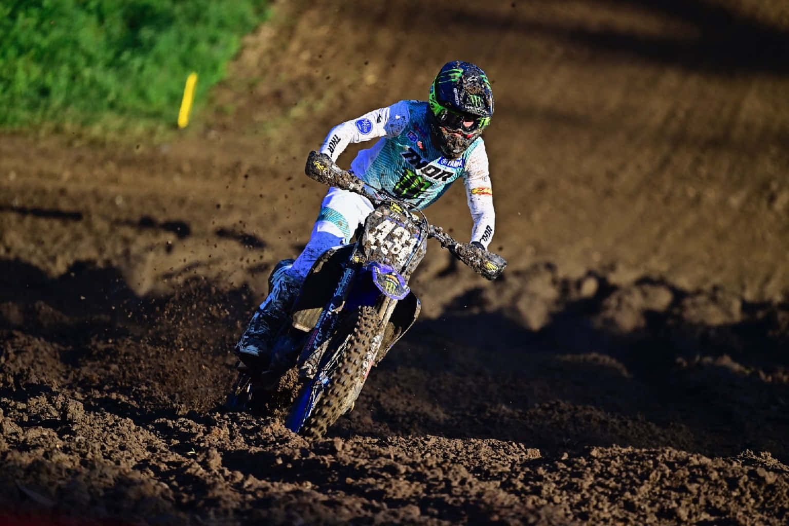 Motocross Rider Corneringin Dirt Wallpaper