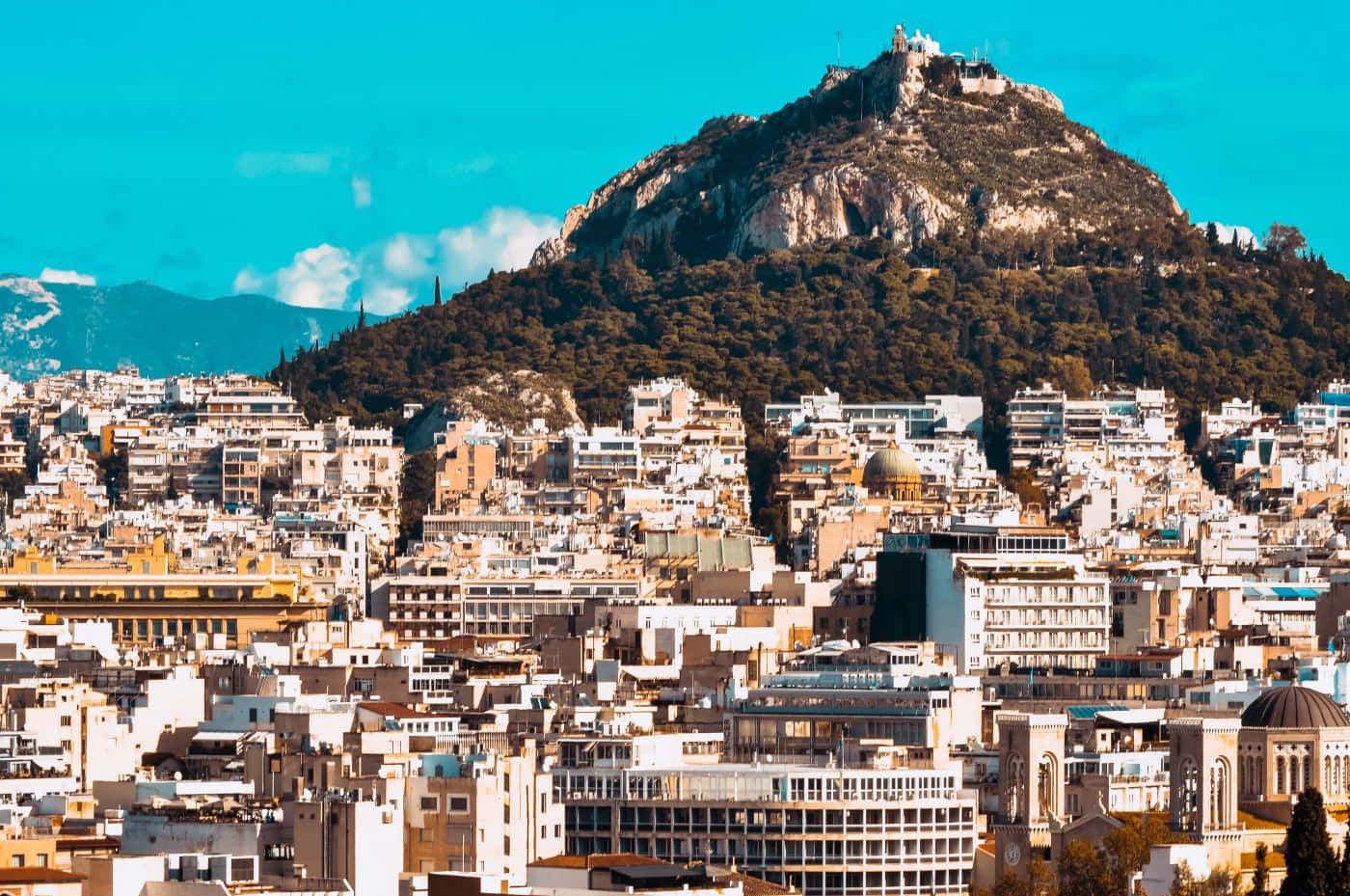 Mount Lycabettus Athens Buildings Wallpaper