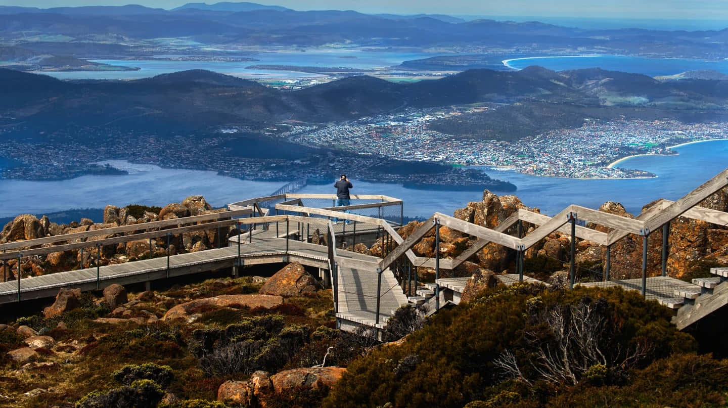 Mount Wellington Viewpoint Overlooking Hobart Wallpaper