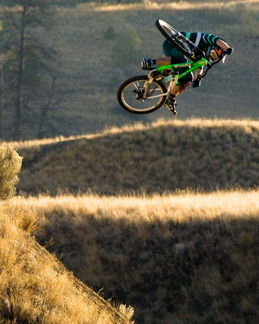 Mountain Biker Mid Air Stunt Wallpaper