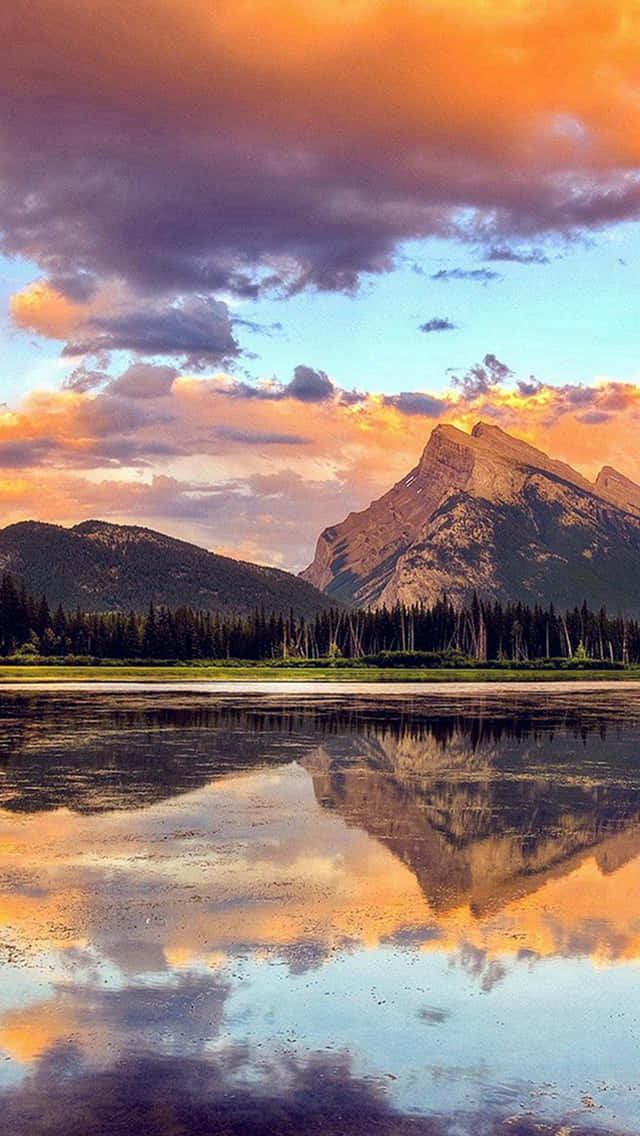 Mountain_ Sunset_ Reflection_i Phone_ Wallpaper Wallpaper