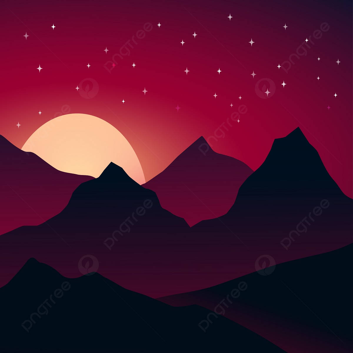 Mountains And Stars At Night Wallpaper