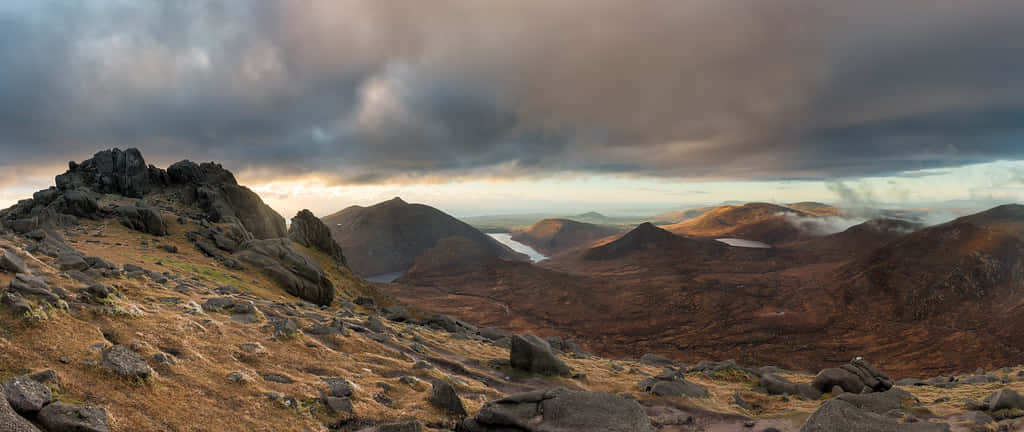 Mourne Mountains Sunset Panorama Wallpaper