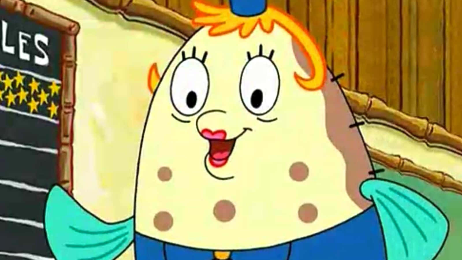 Mrs Puff Smiling Delightfully In Bikini Bottom Wallpaper