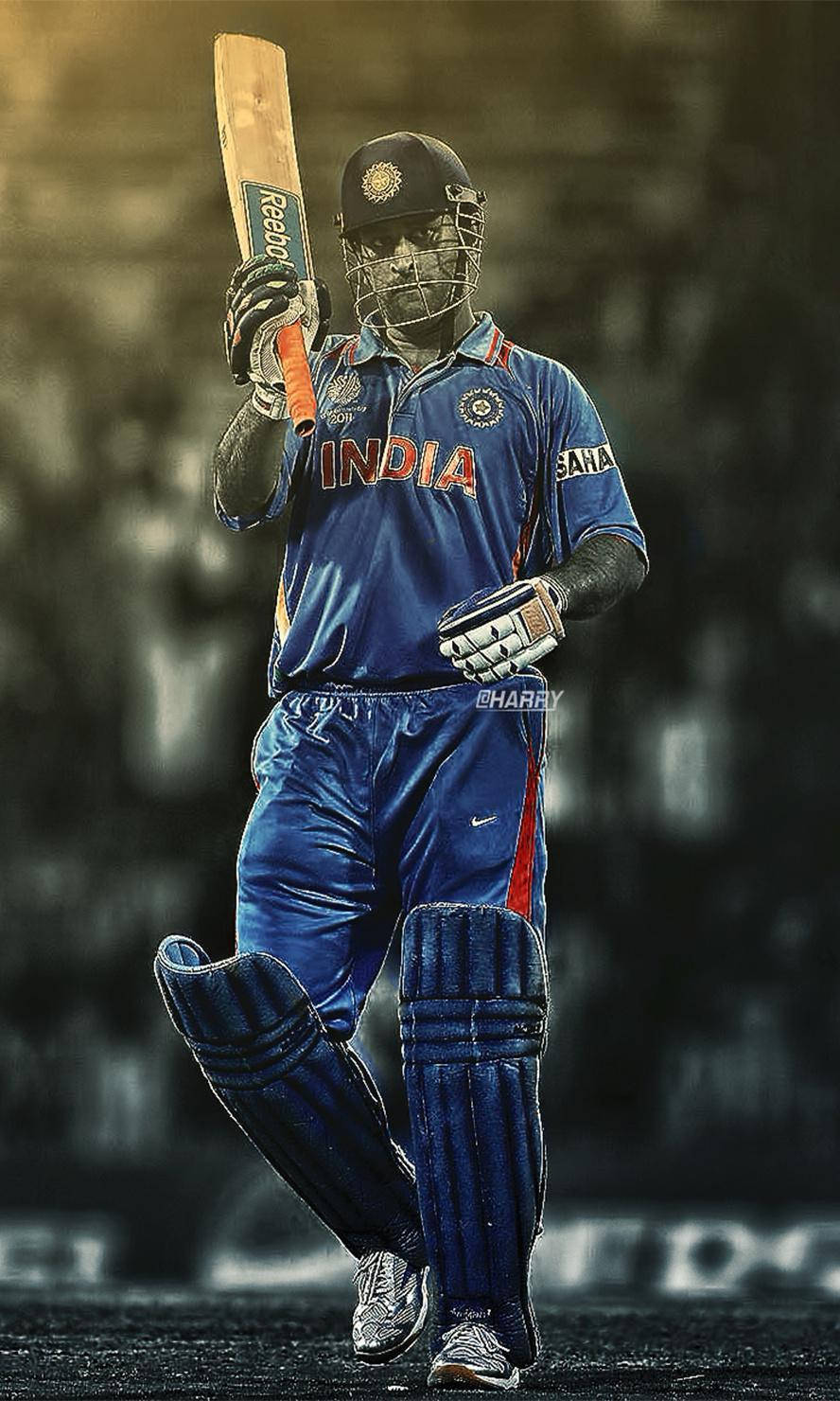 Ms Dhoni Hd With Bat Wallpaper