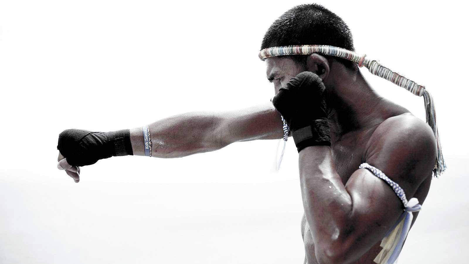 Muay Thai Punch White Wallpaper