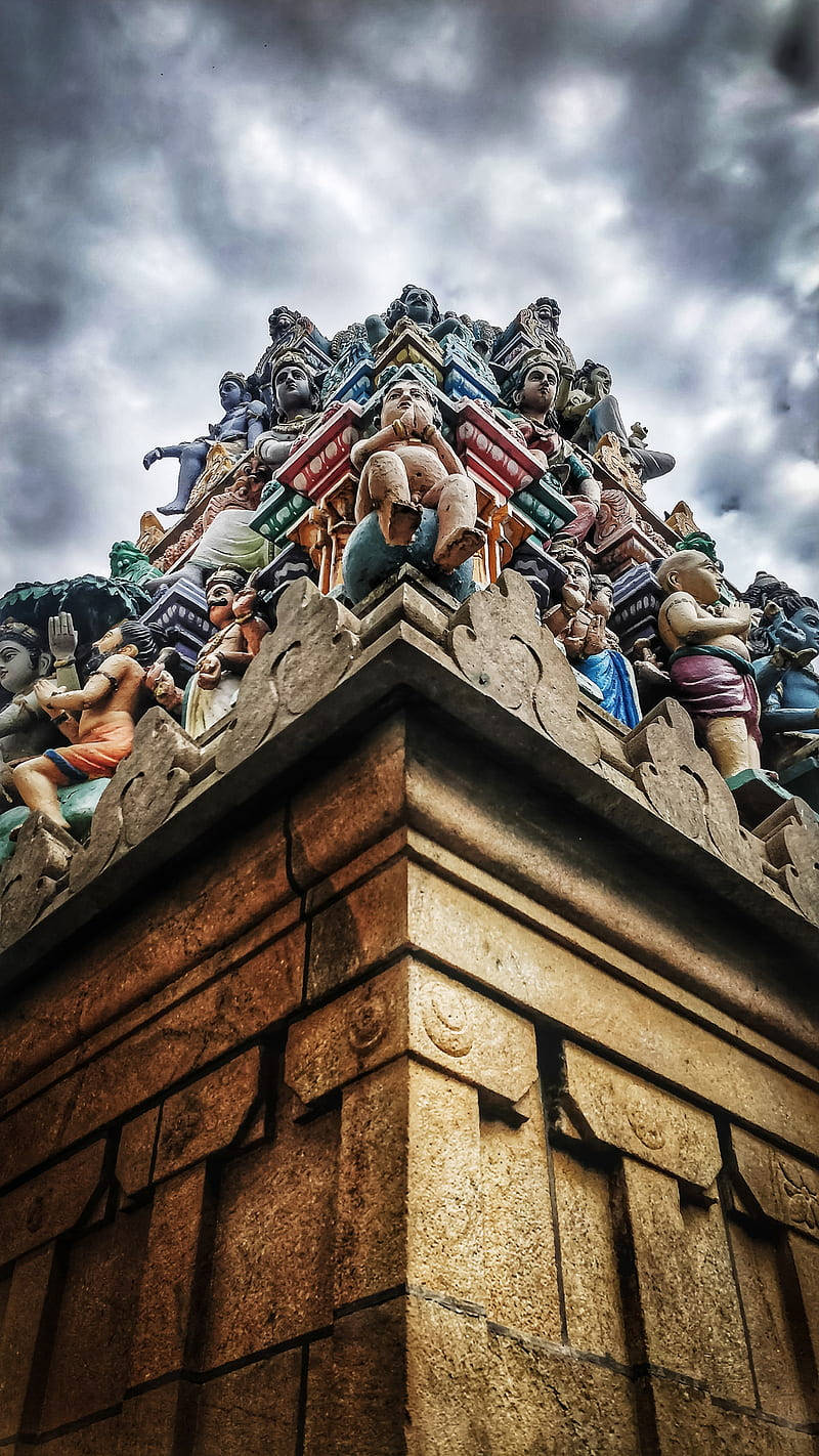 Murugan Temple Gopuram Close-up Wallpaper