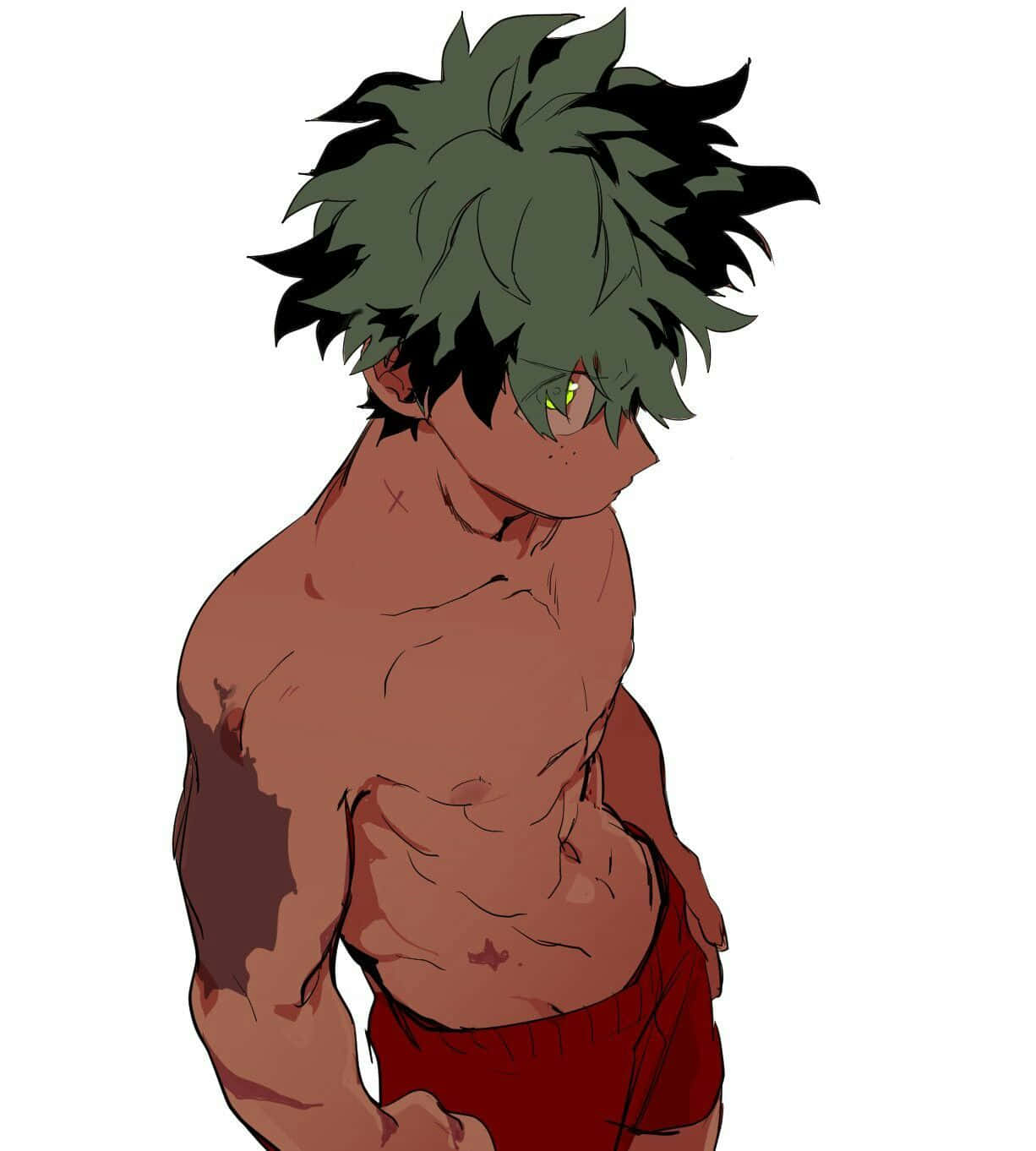 Muscled Anime Character Green Hair Wallpaper