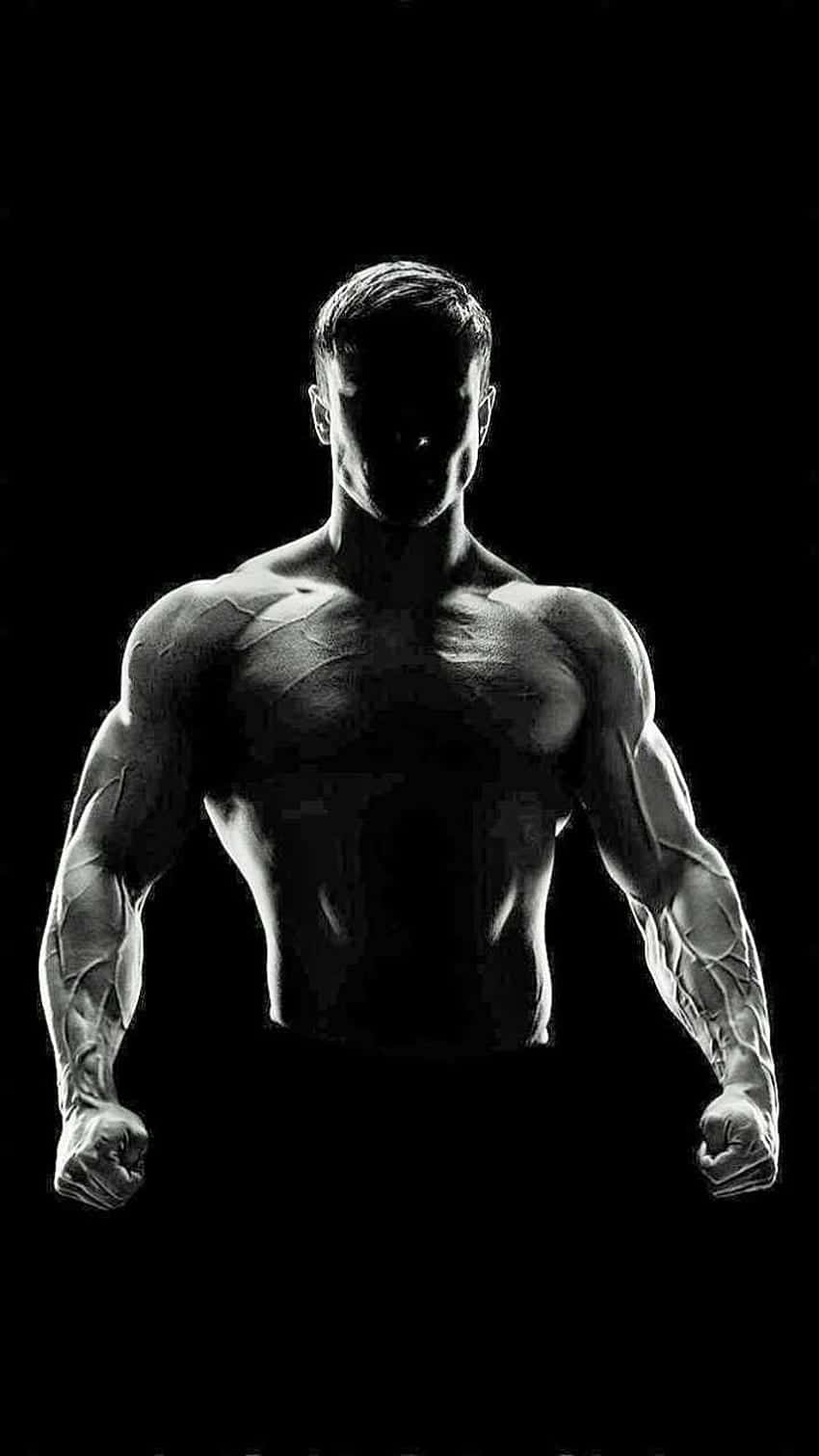 Muscular Silhouette Black Background Wallpaper