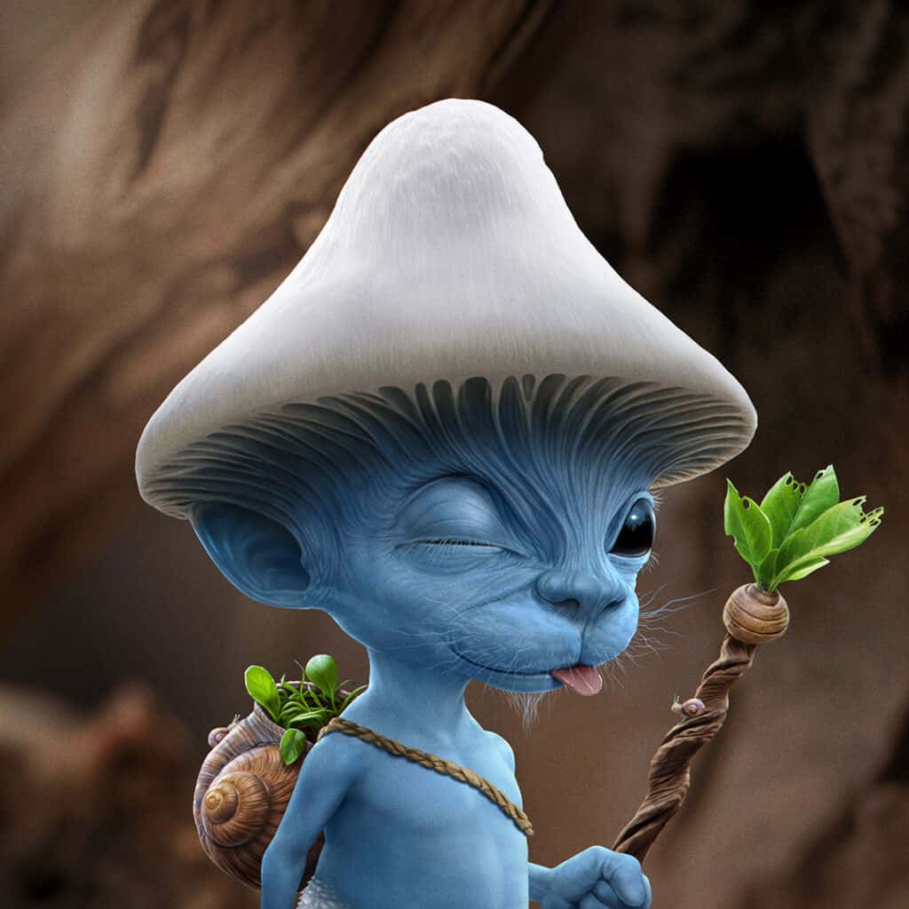 Mushroom Hat Blue Creature Wallpaper