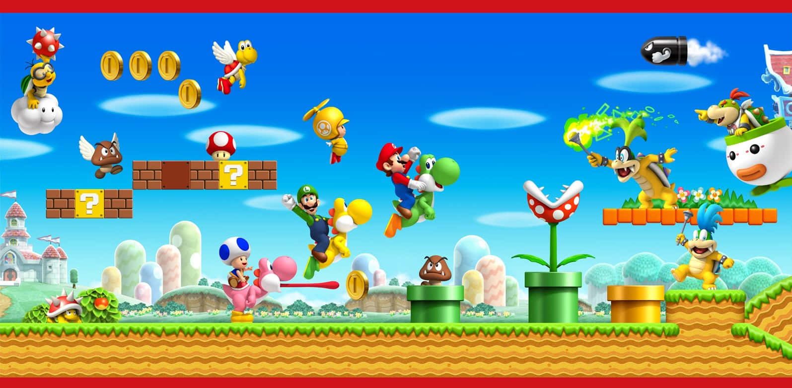 Mushroom Kingdom Panoramic Landscape Wallpaper