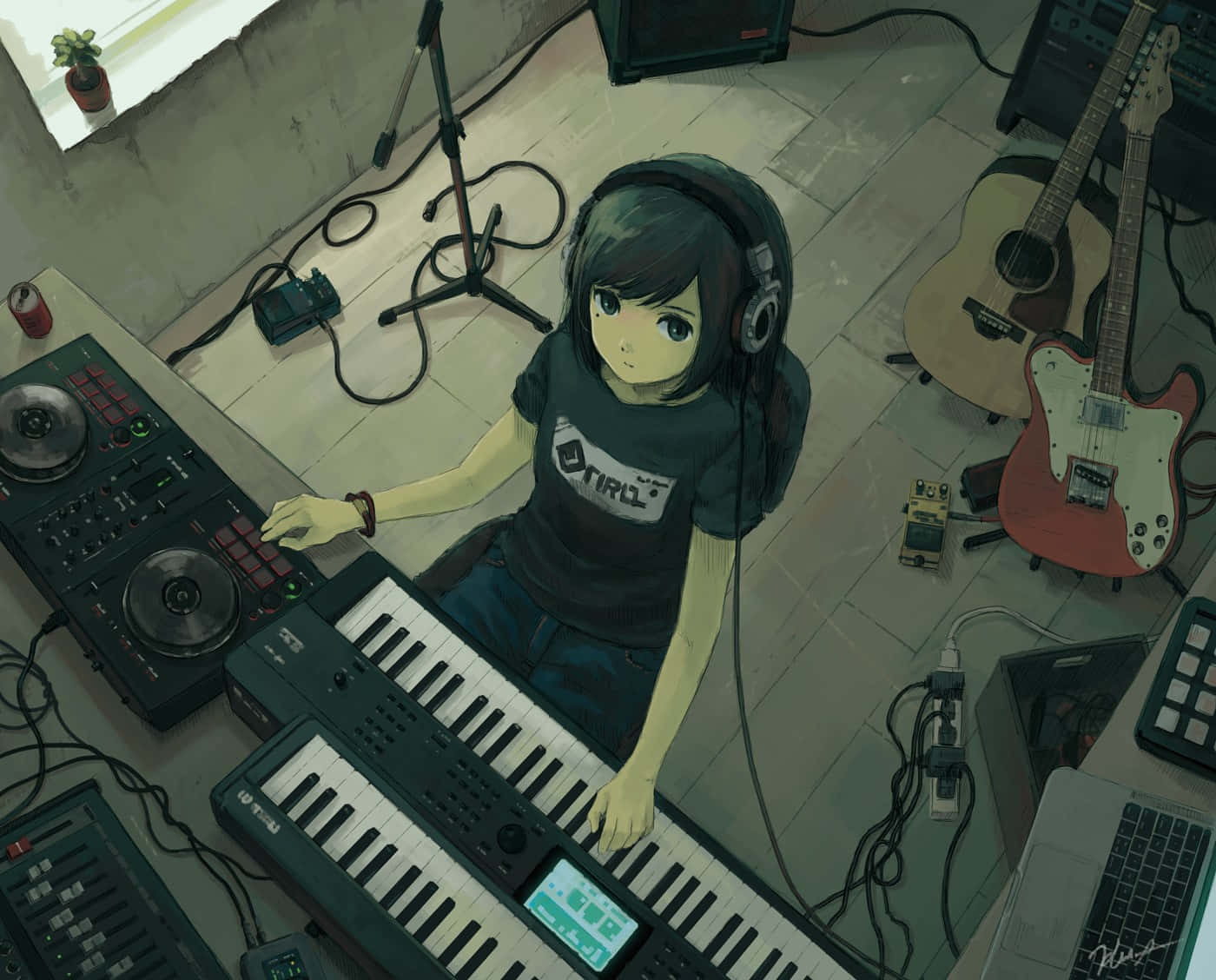 Music Anime Girl Playing Piano Wallpaper