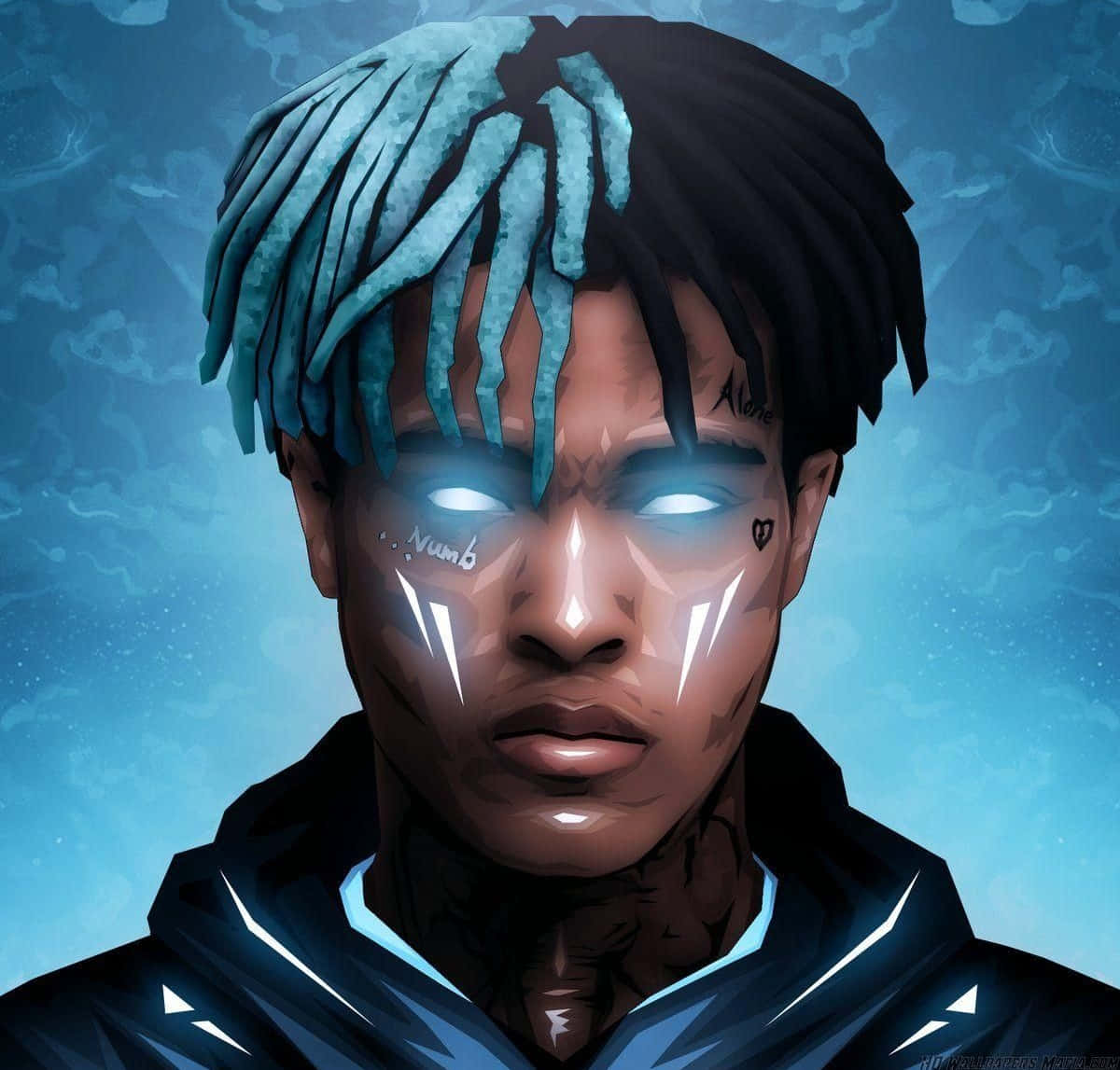 Music Artist Xxxtentacion Photographed With Bright Blue Hair. Wallpaper