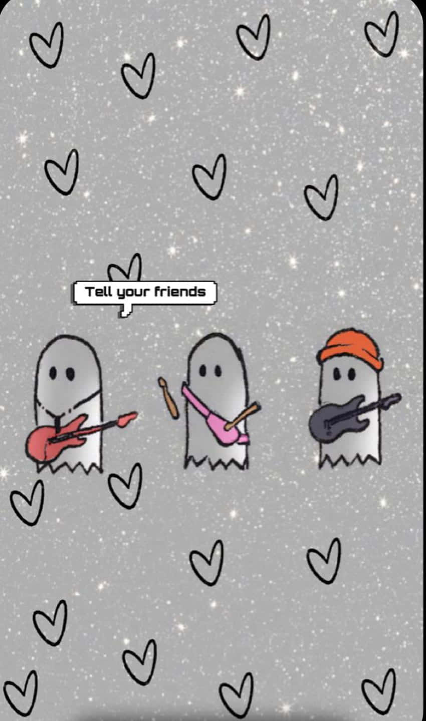 Musical Ghost Friends Vintage Aesthetic.jpg Wallpaper