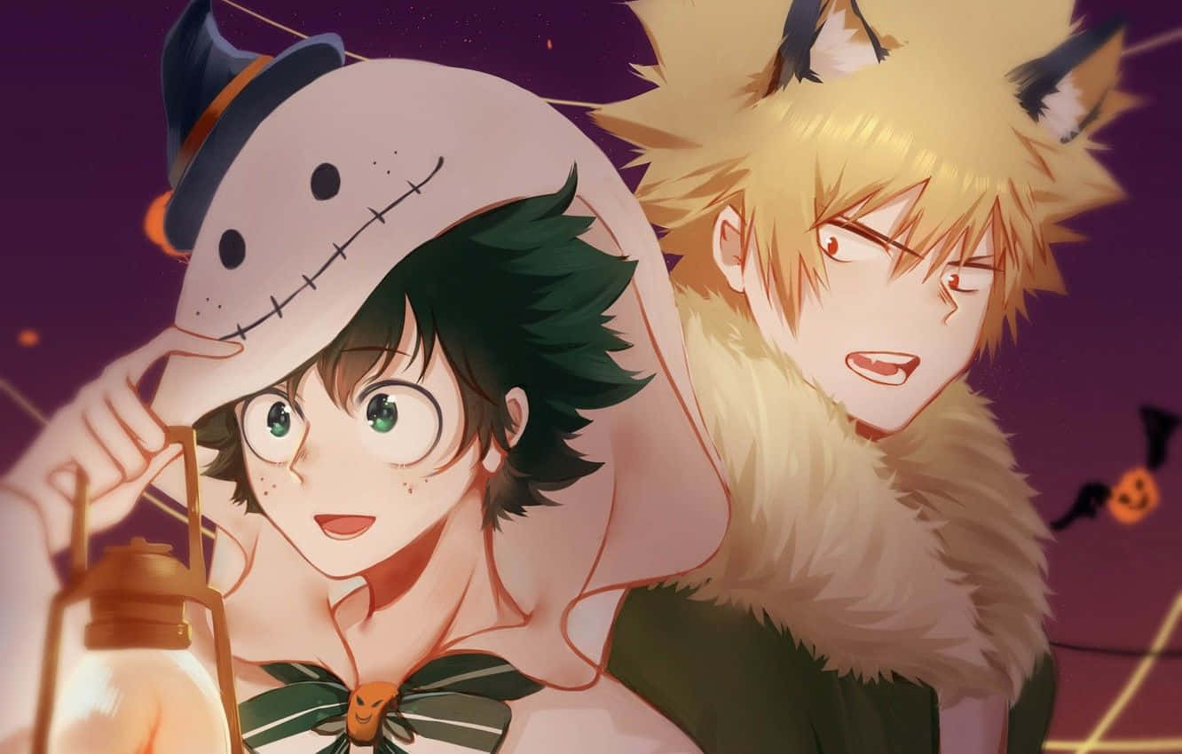 My Hero Academia Halloween Cat And Ghost Costumes Wallpaper