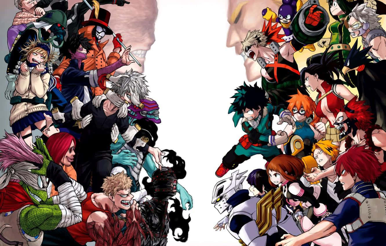 My Hero Academia Ipad Villains Vs. Heroes Wallpaper