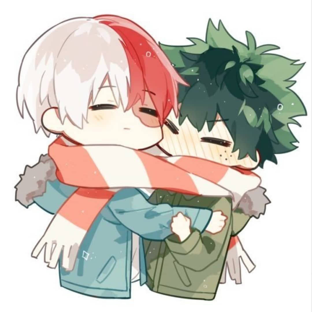 My Hero Academia Todoroki And Deku Sharing Scarf Wallpaper