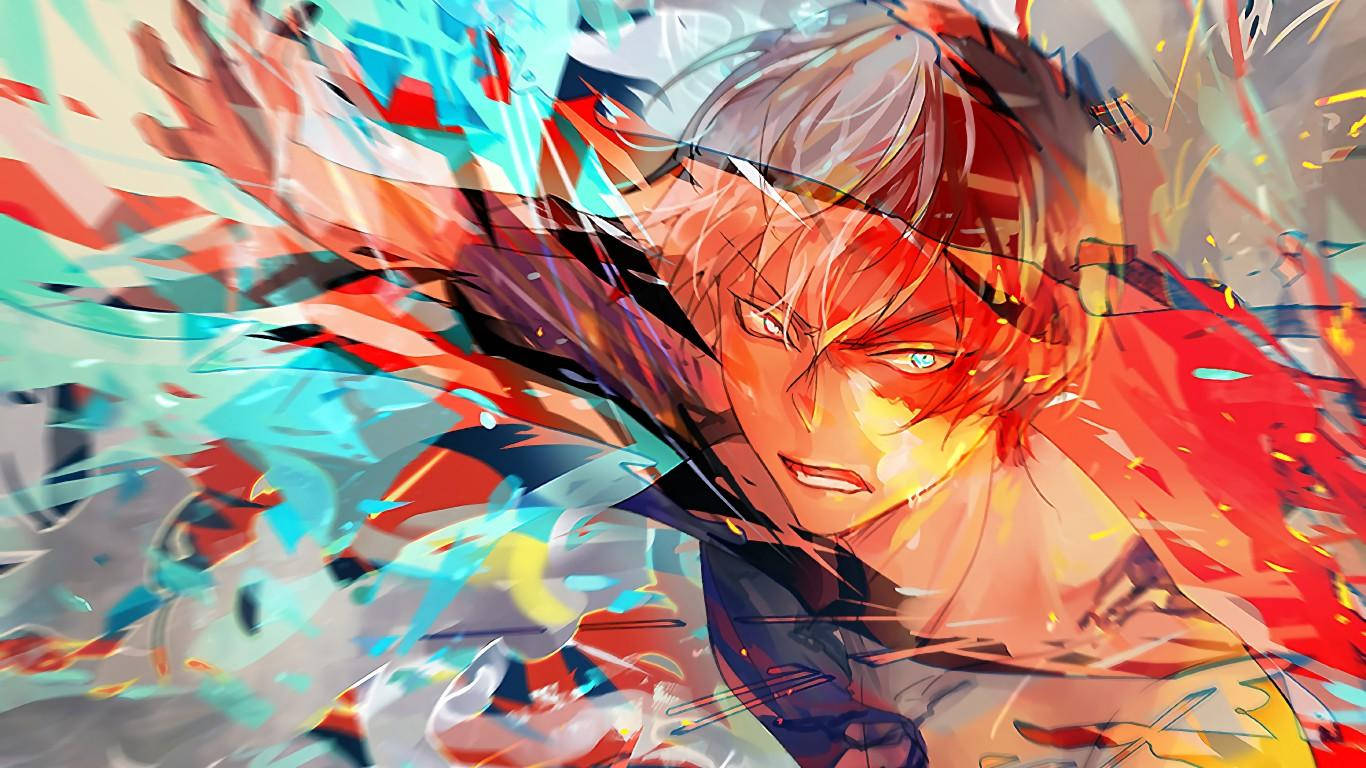 My Hero Academia Todoroki Ice And Fire Fragments Wallpaper