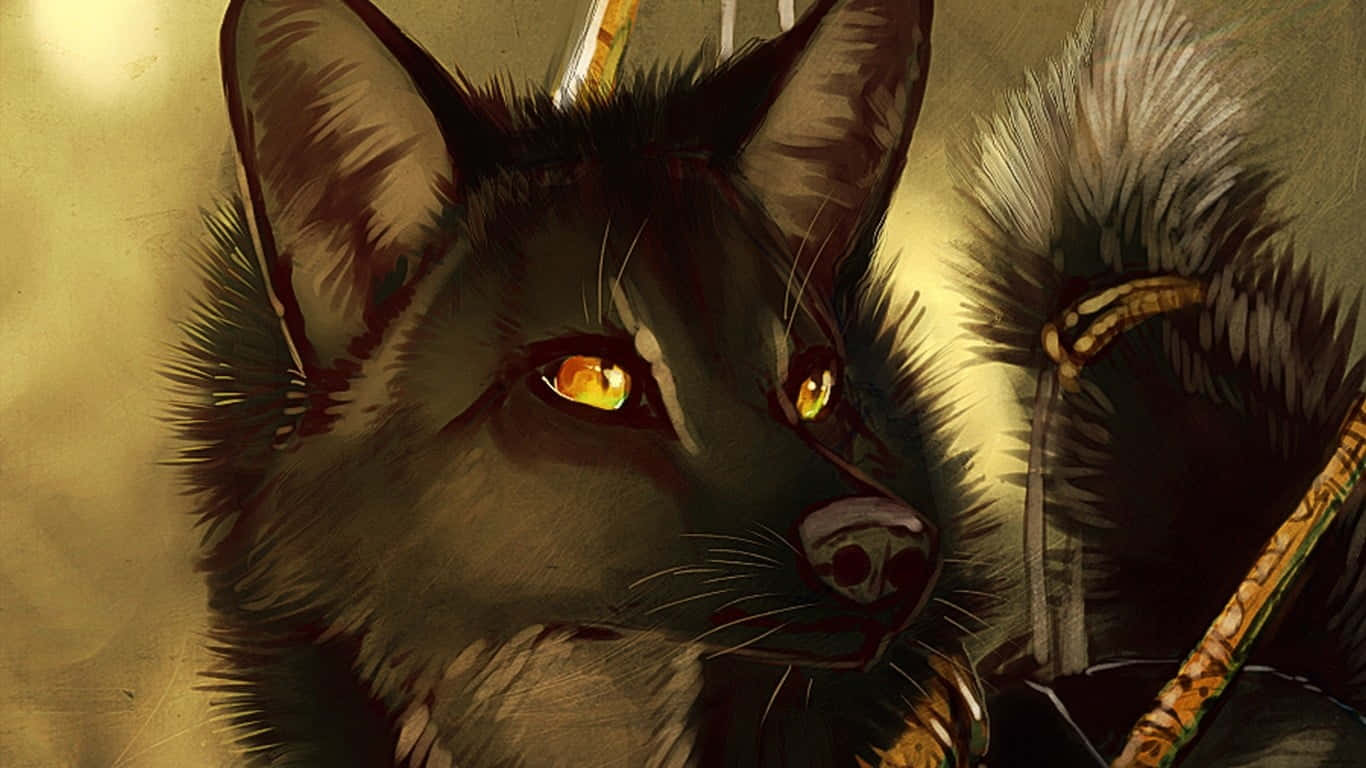 Mysterious And Cunning Black Cartoon Fox Wallpaper