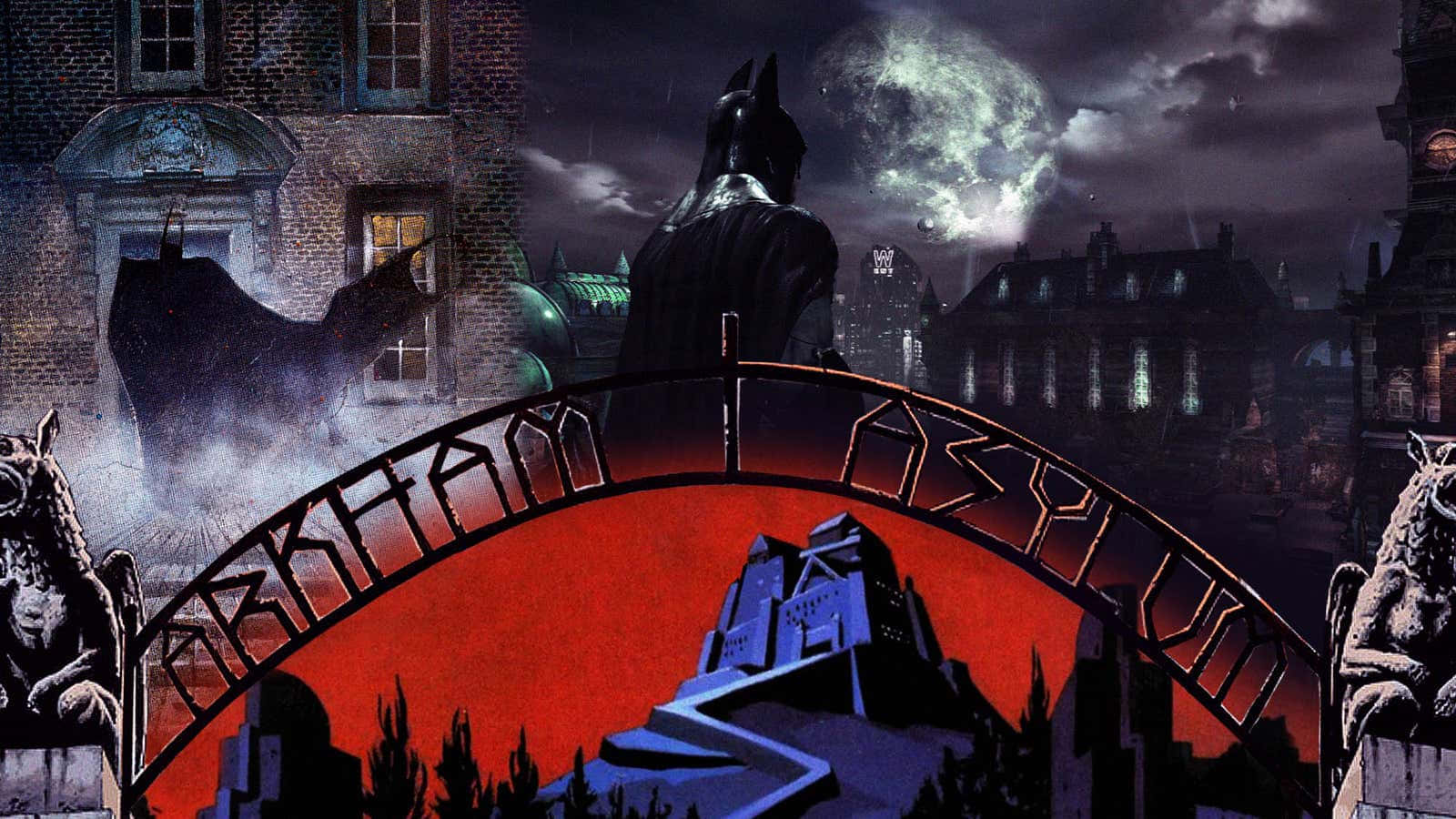 Mysterious Arkham Asylum Under A Full Moon Wallpaper