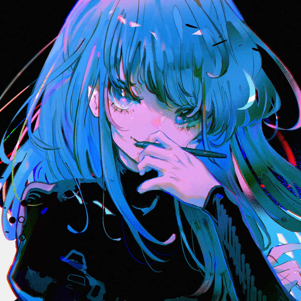 Mysterious Blue Anime Girl Wallpaper