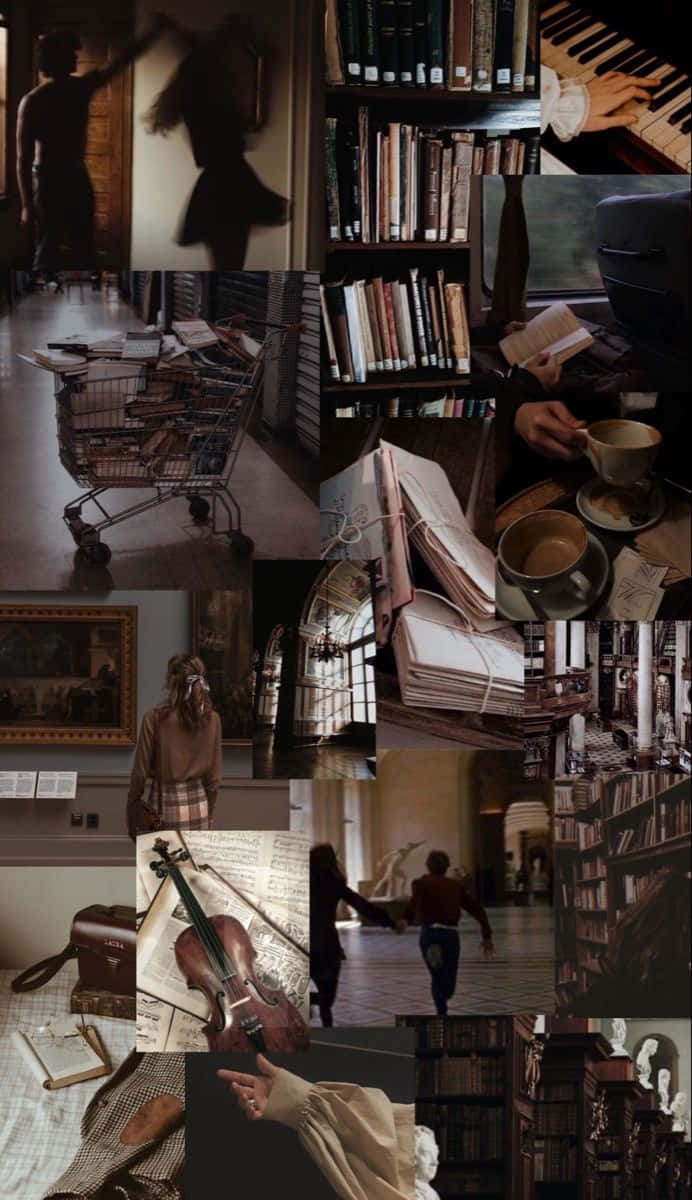 Mysterious Bookshop Collage Wallpaper