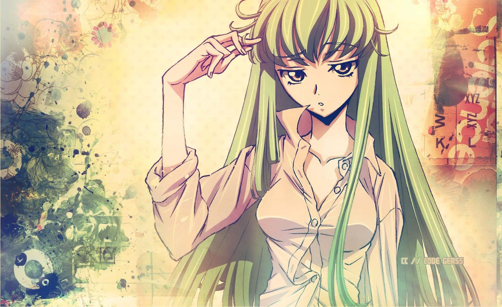 Mysterious C.c. From Code Geass Anime Series Wallpaper