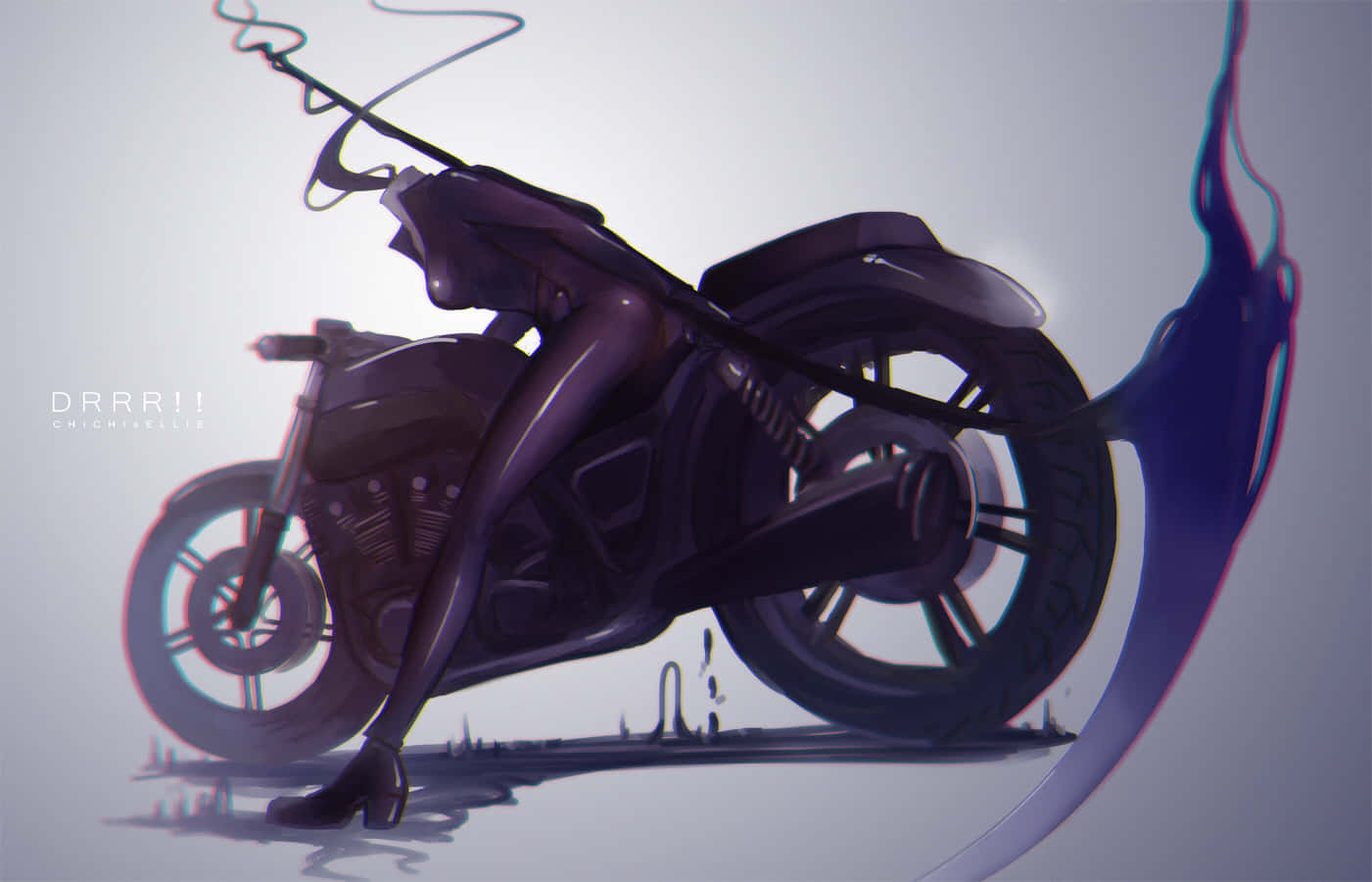 Mysterious Celty Sturluson Riding Her Motorcycle Wallpaper