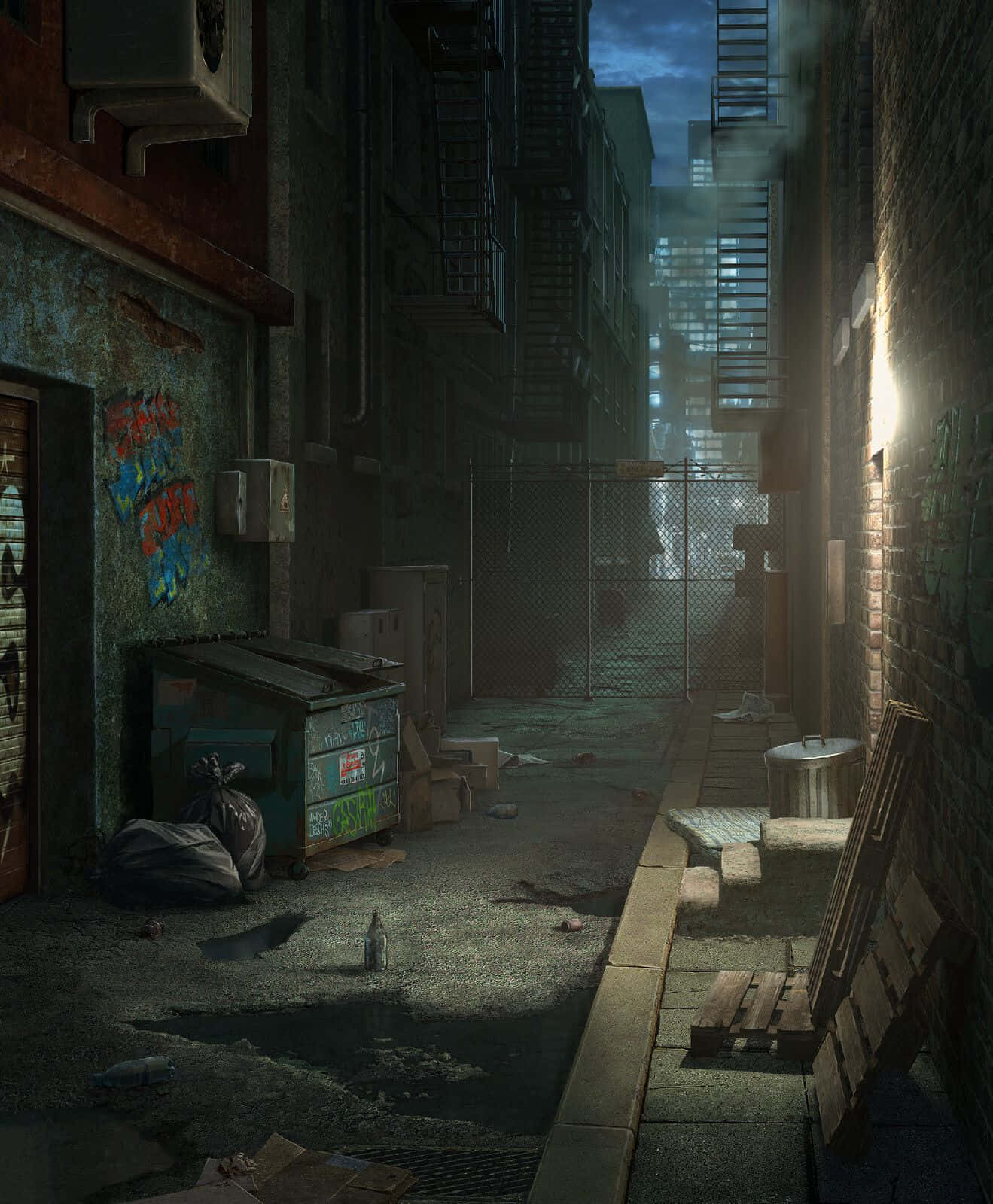 Mysterious Dark Alleyway Wallpaper