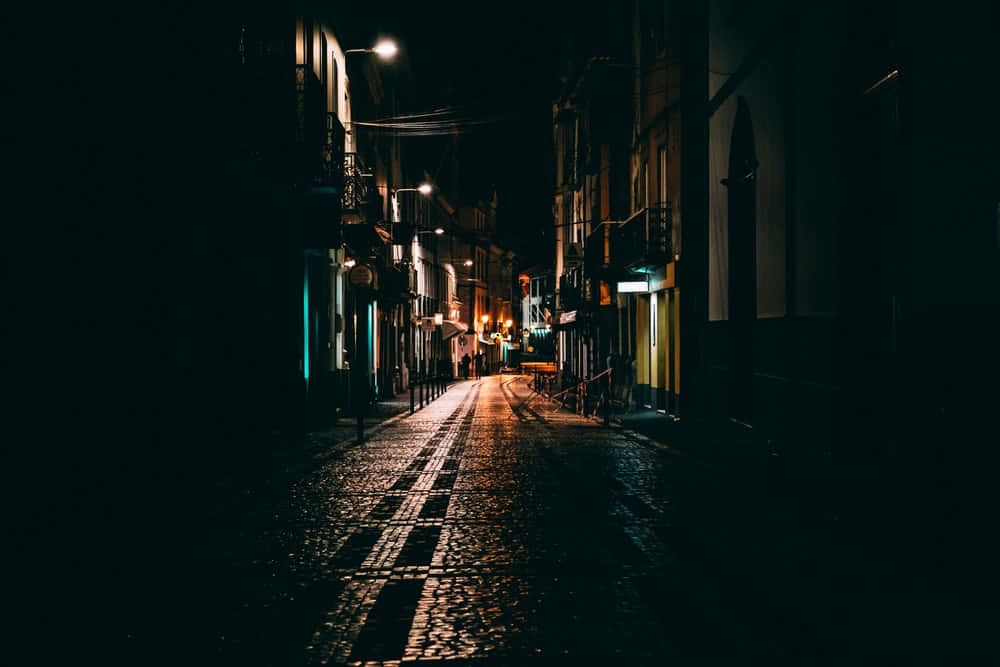 Mysterious Dark Crossroad At Night Wallpaper