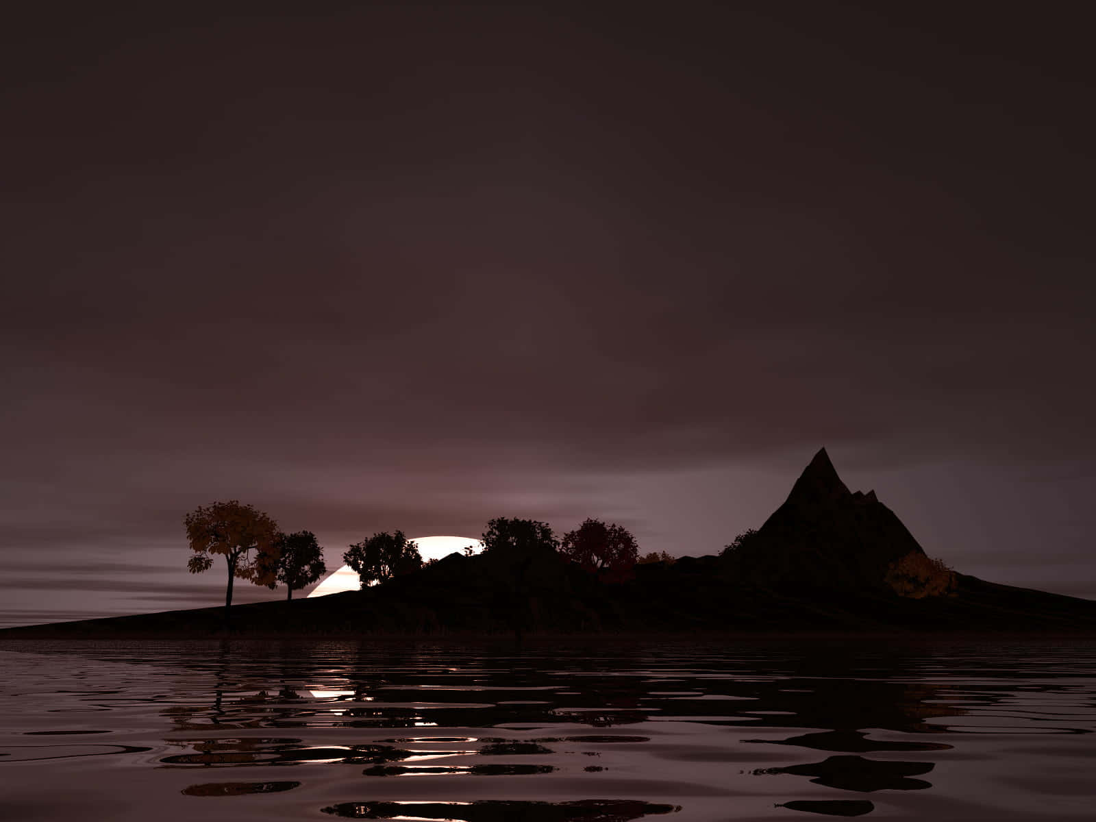 Mysterious Dark Island In The Ocean Wallpaper