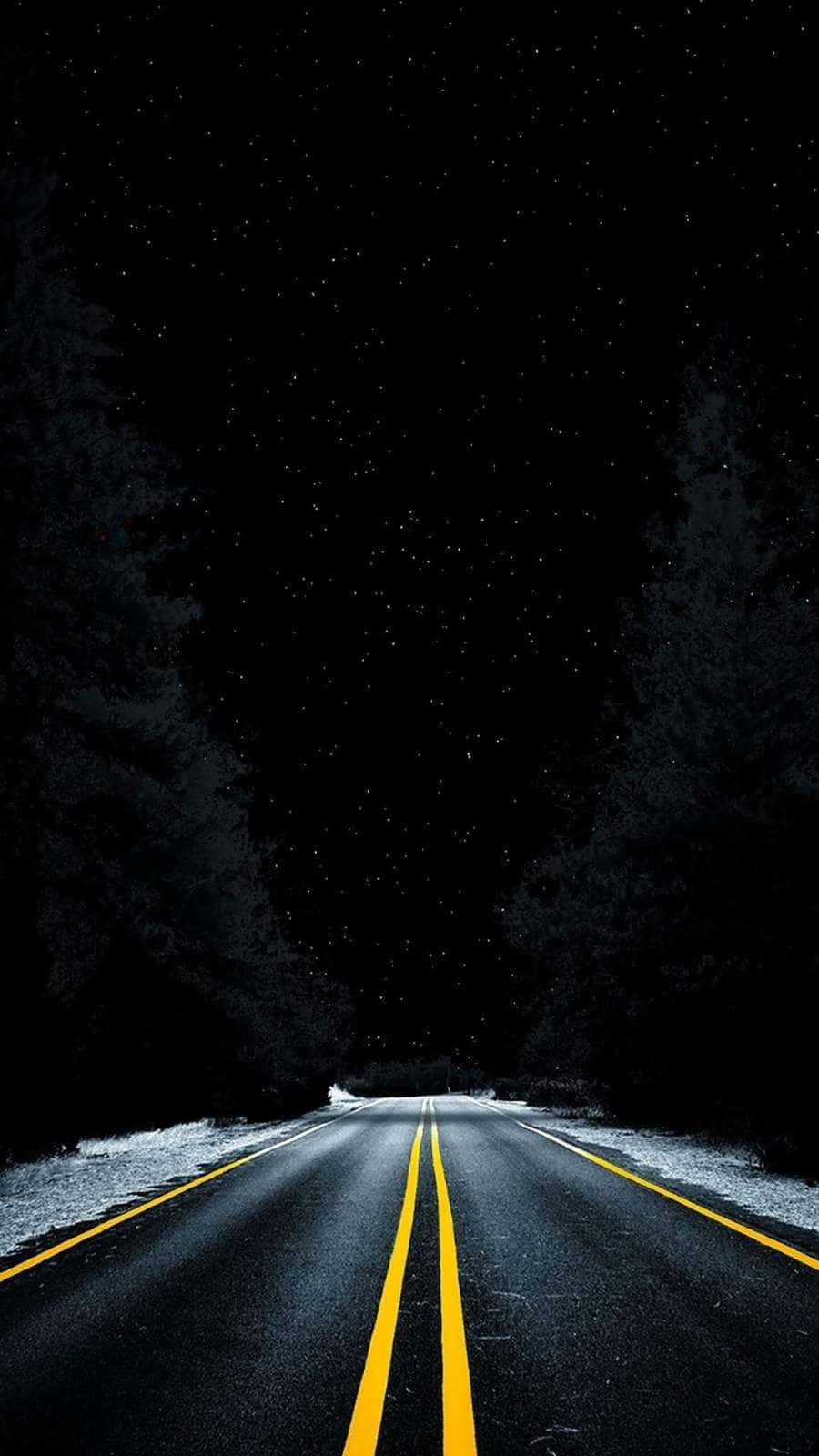 Mysterious Dark Road At Night Wallpaper