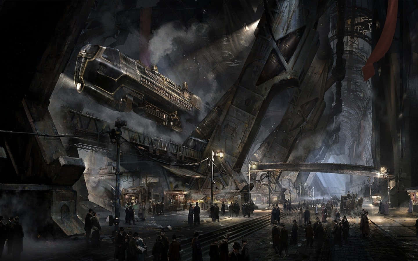 Mysterious Dark Steampunk World Wallpaper