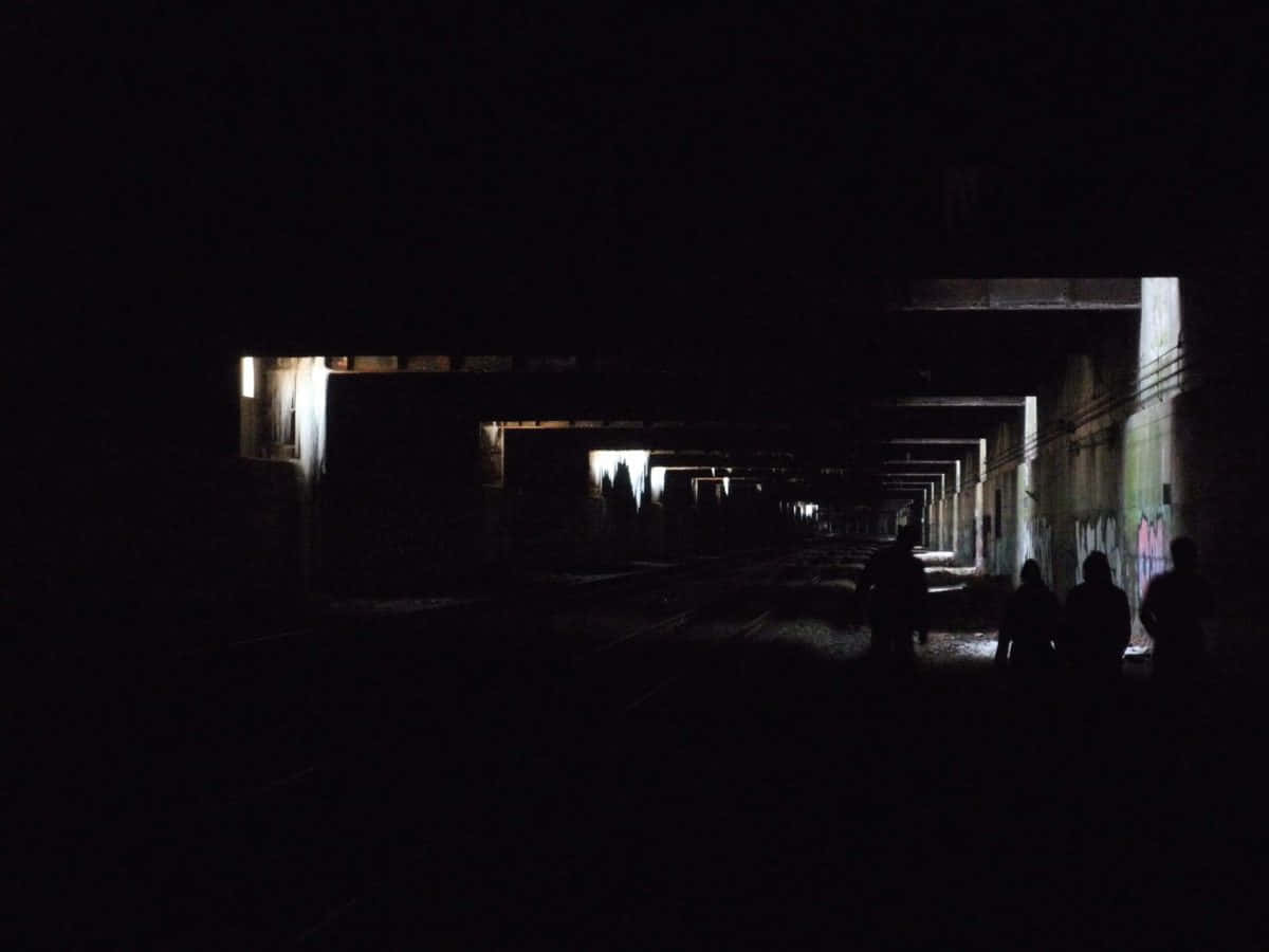 Mysterious Dark Underground Tunnel Wallpaper