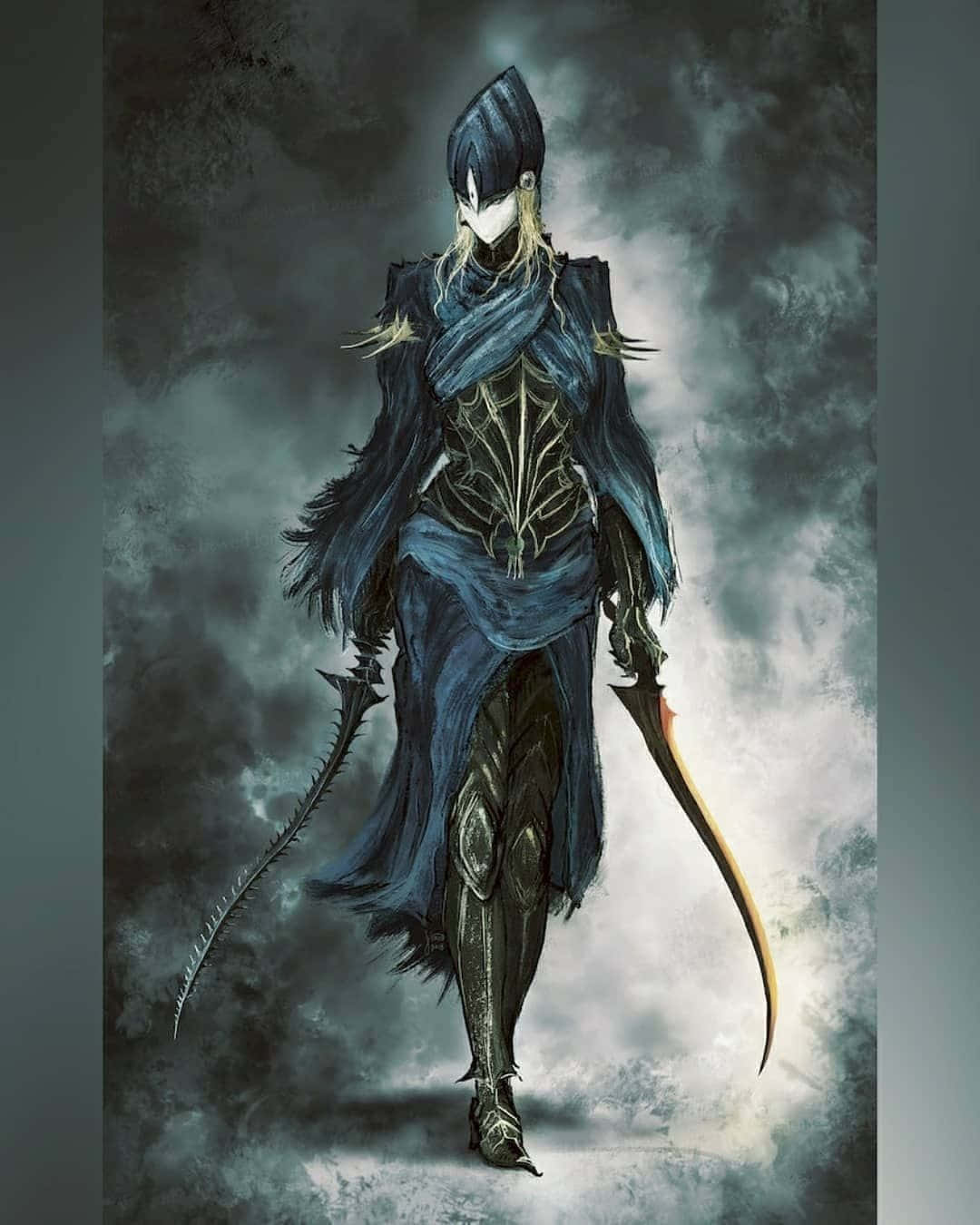 Mysterious_ Figure_in_ Blue_ Armor Wallpaper