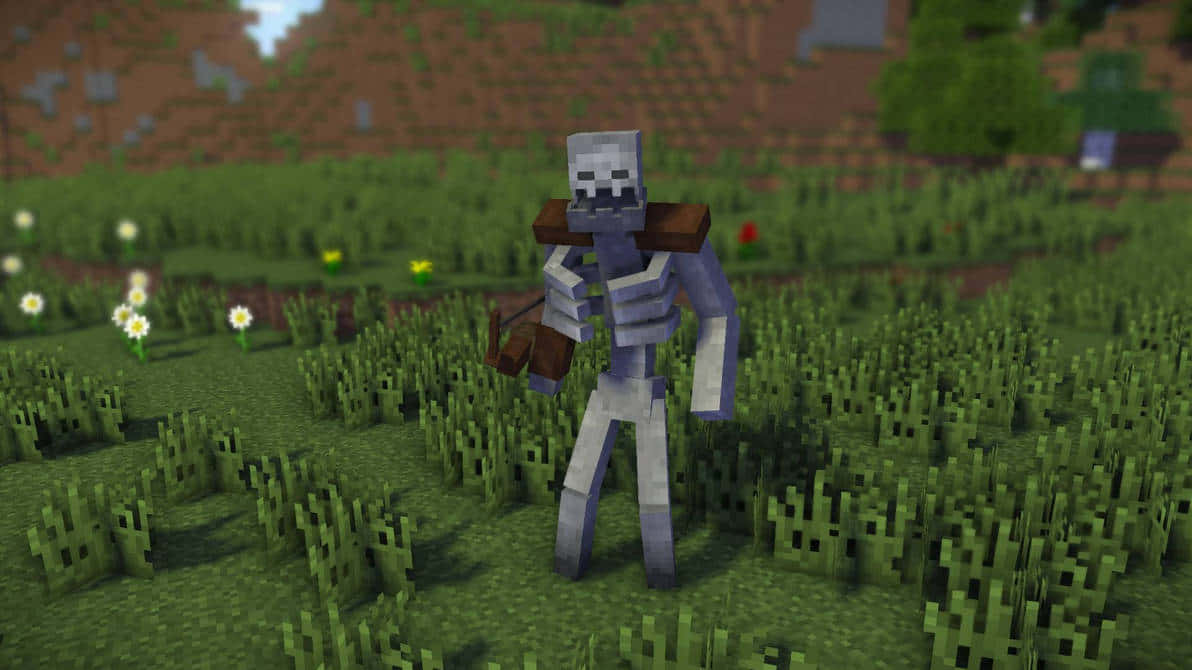 Mysterious Minecraft Skeleton In The Dark Wallpaper