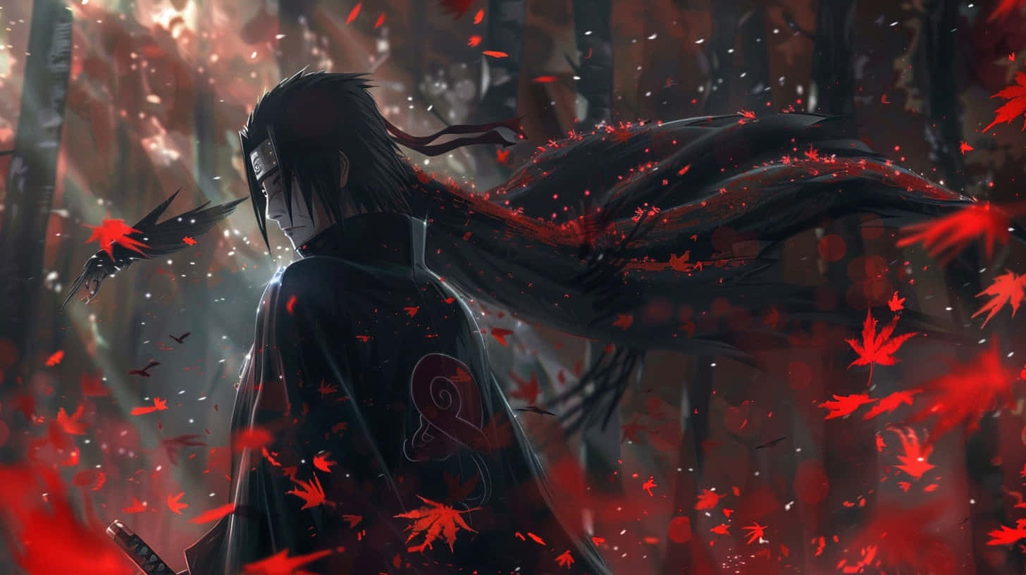 Mysterious_ Shinobi_ Amidst_ Fall_ Leaves Wallpaper