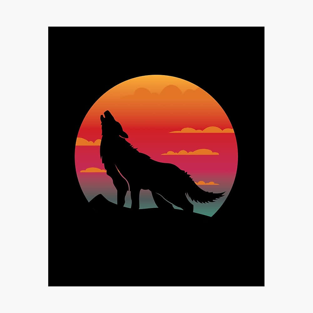 Mysterious Wolf Silhouette In Twilight Wallpaper