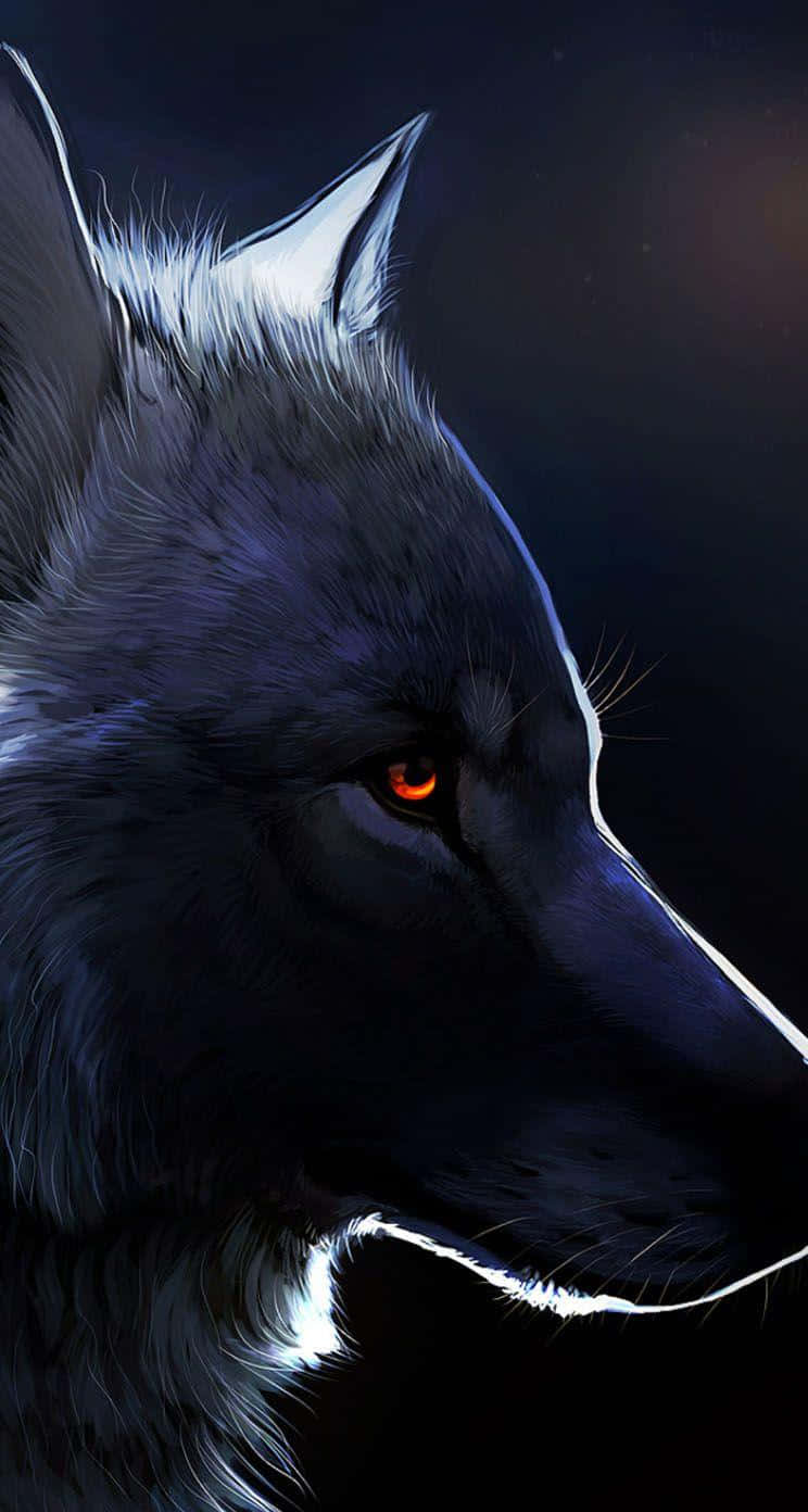 Mystic Black Wolf Portrait Wallpaper