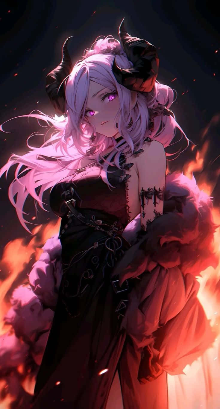 Mystic_ Demon_ Girl_in_ Flames Wallpaper