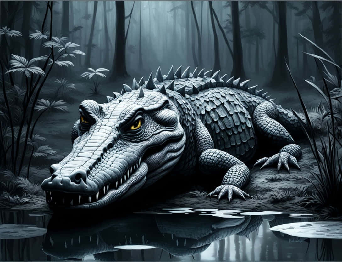 Mystic Forest Crocodile Wallpaper