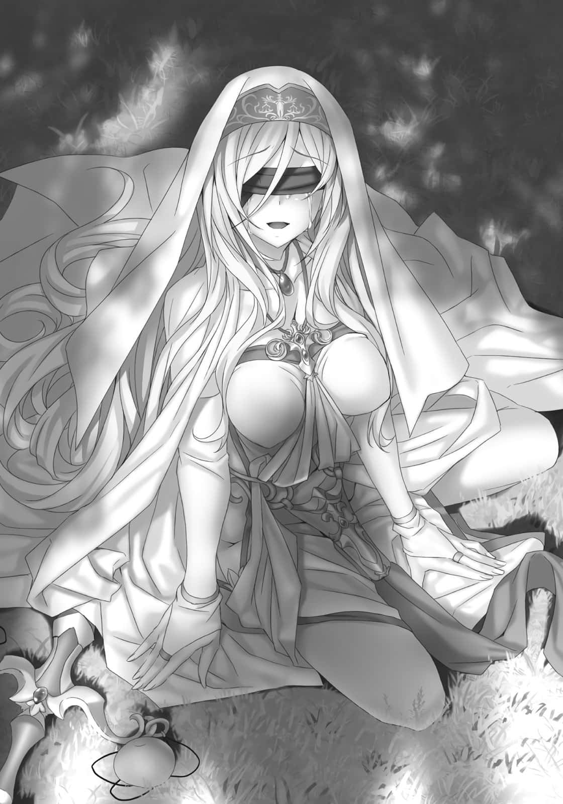 Mystic Veiled Maiden Monochrome Wallpaper