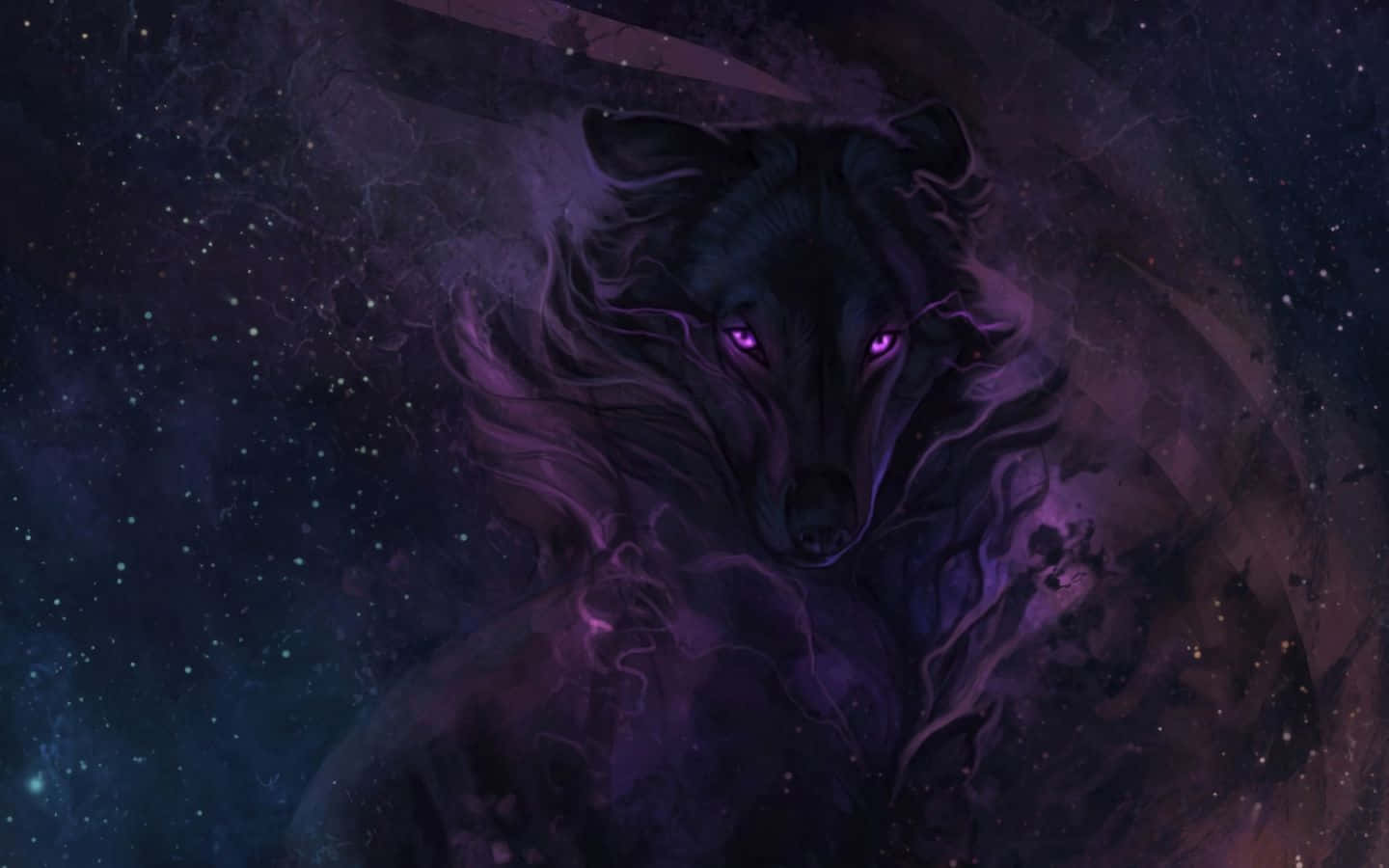 Mystical Anime Black Wolf Wallpaper