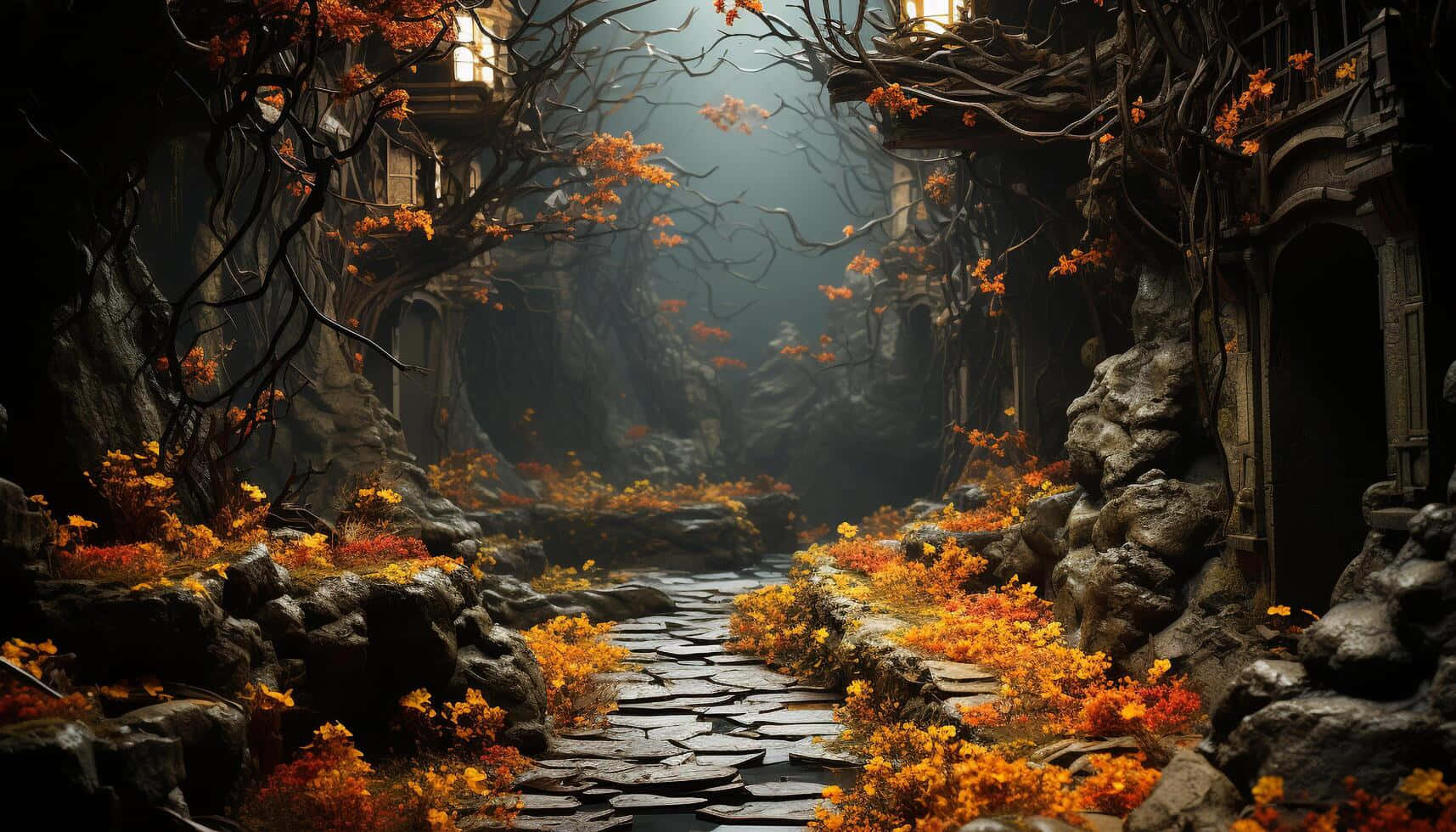 Mystical Autumn Pathway Wallpaper