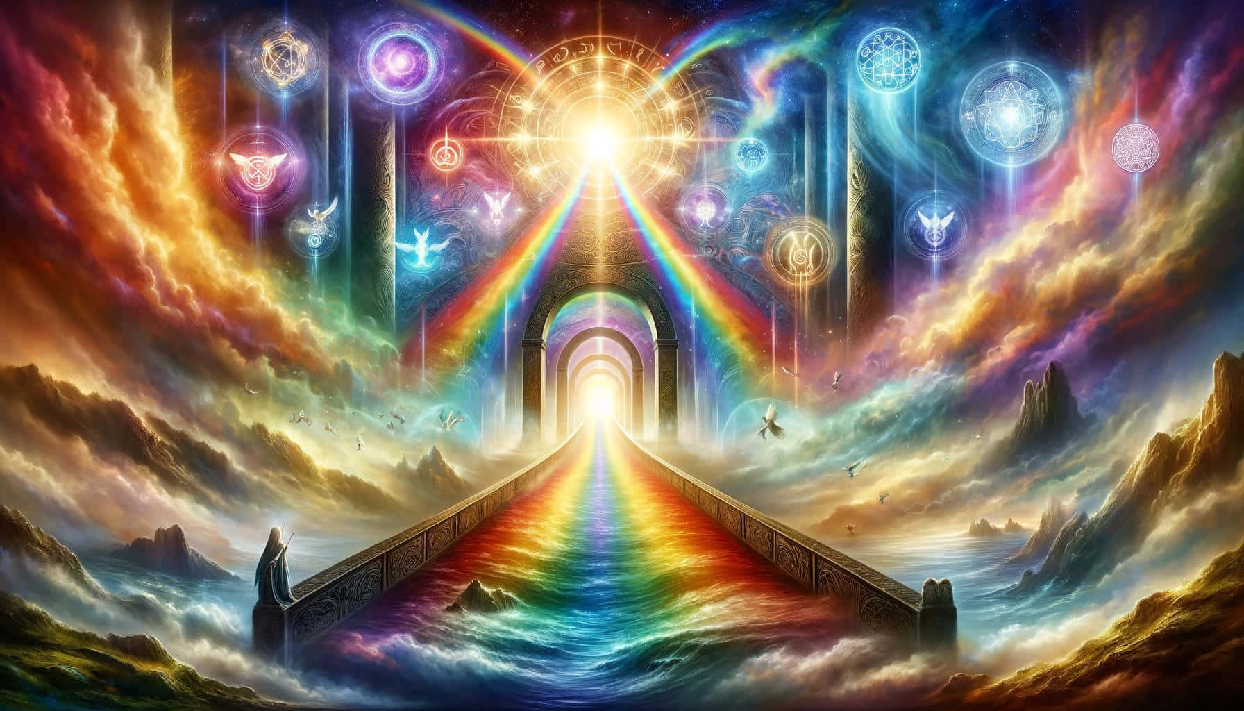 Mystical Bifrost Bridge Fantasy Art Wallpaper