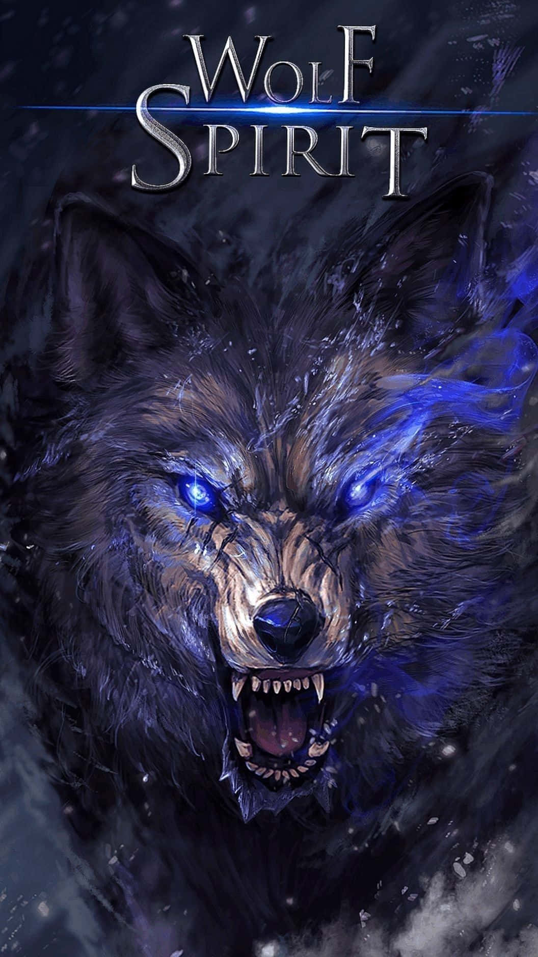 Mystical Blue Eyed Wolf Spirit Artwork Wallpaper