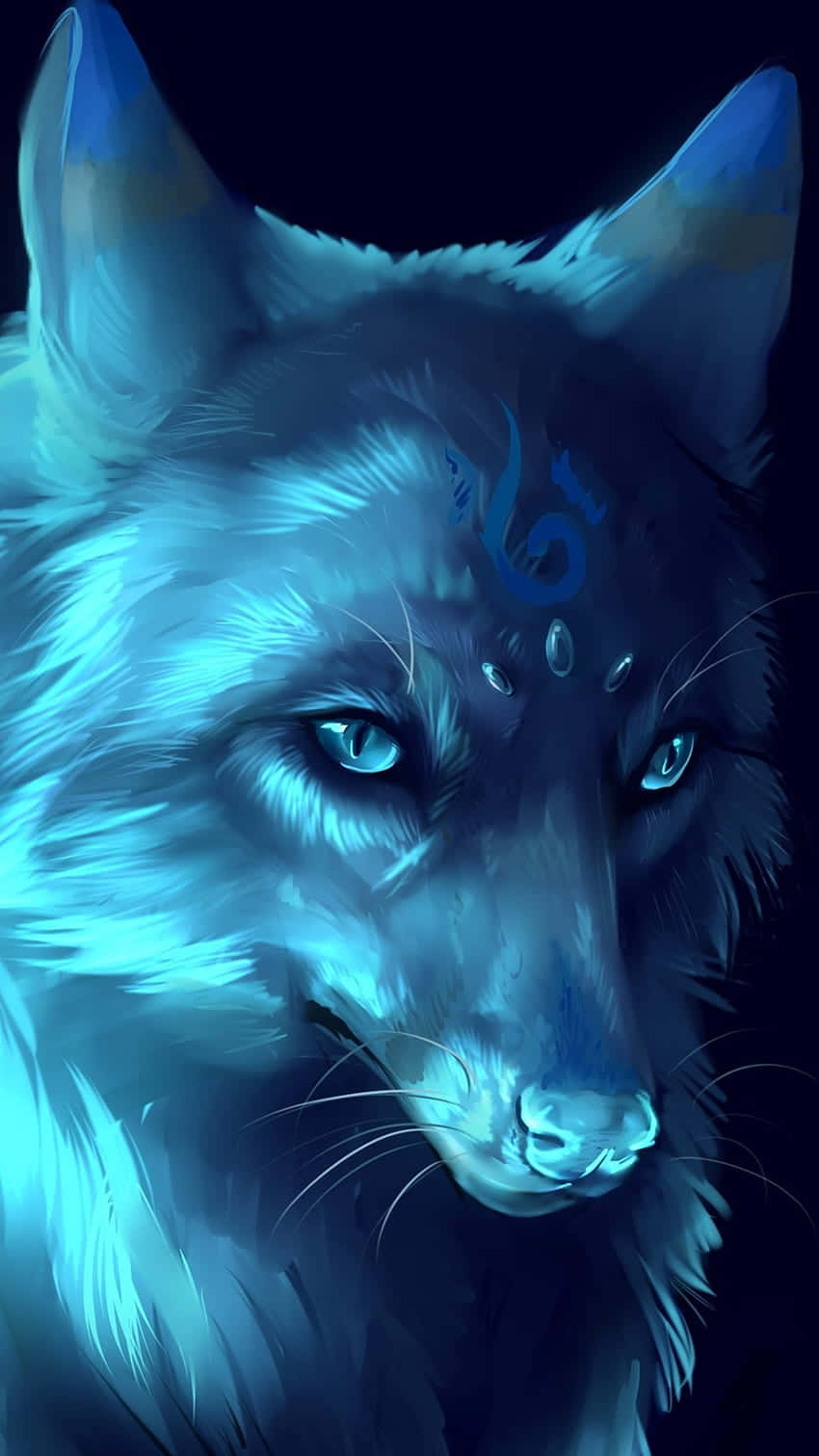 Mystical_ Blue_ Spirit_ Wolf Wallpaper