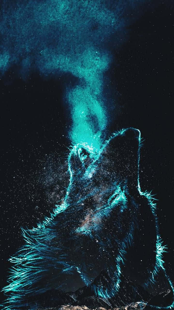 Mystical Blue Spirit Wolf Wallpaper